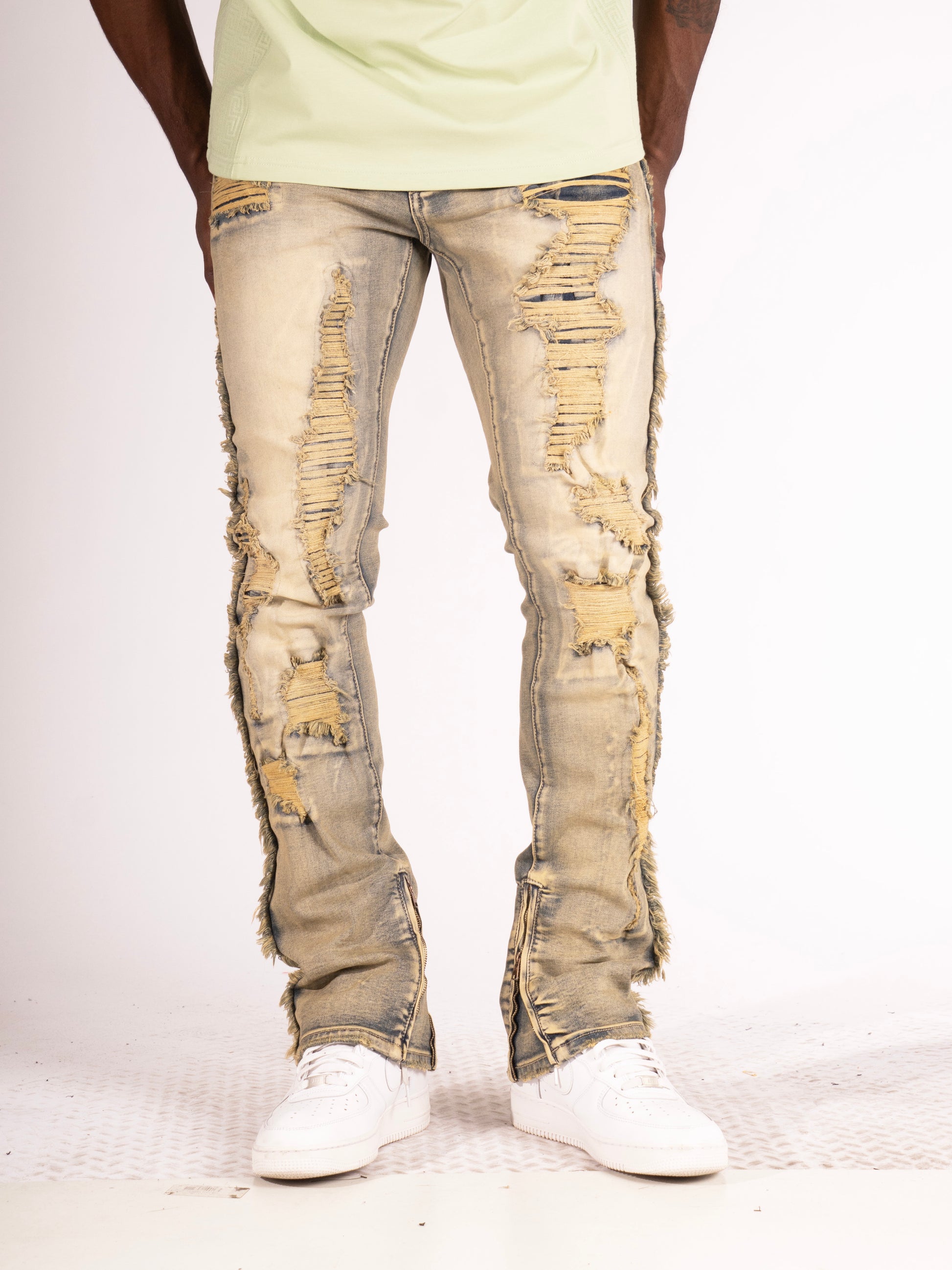 Makobi M1973 Danielli 34" Semi Stacked Jeans- Dirt, view 2