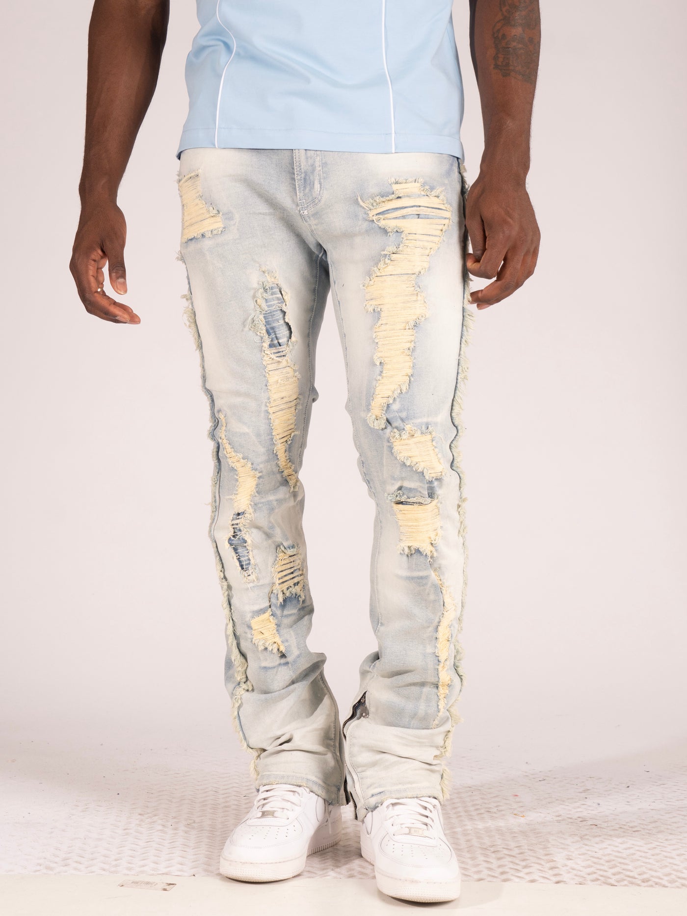 M1973 Danielli 34" Semi Stacked Jeans - Light Wash