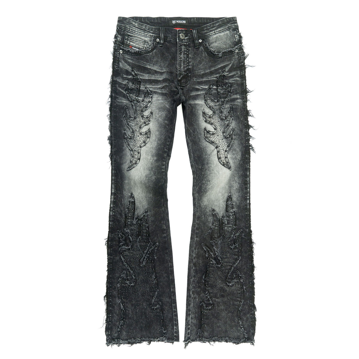 M1926 - Makobi mojuto Denimu Biker sokoto - Burgundy