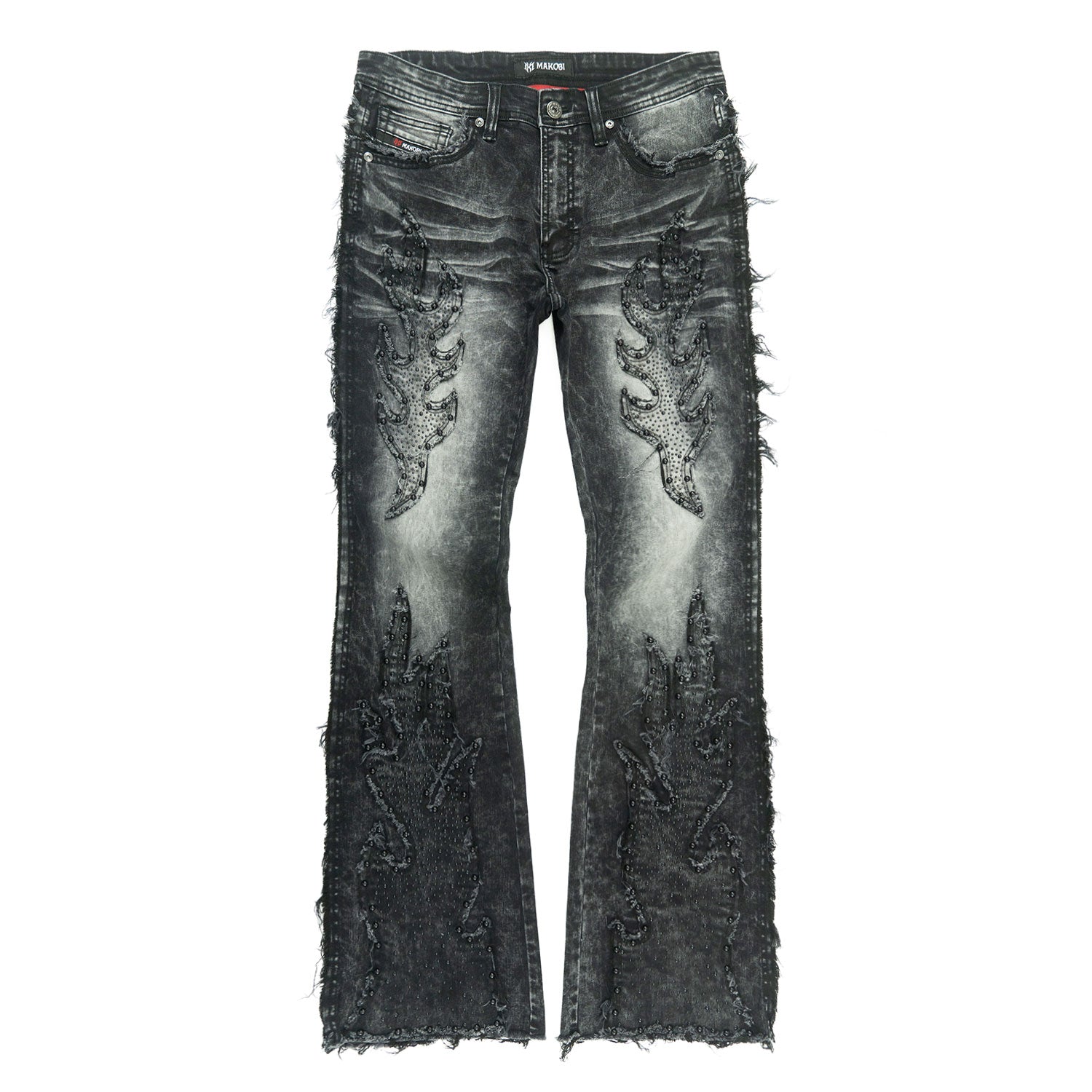 M1926 - Makobi mojuto Denimu Biker sokoto - Burgundy