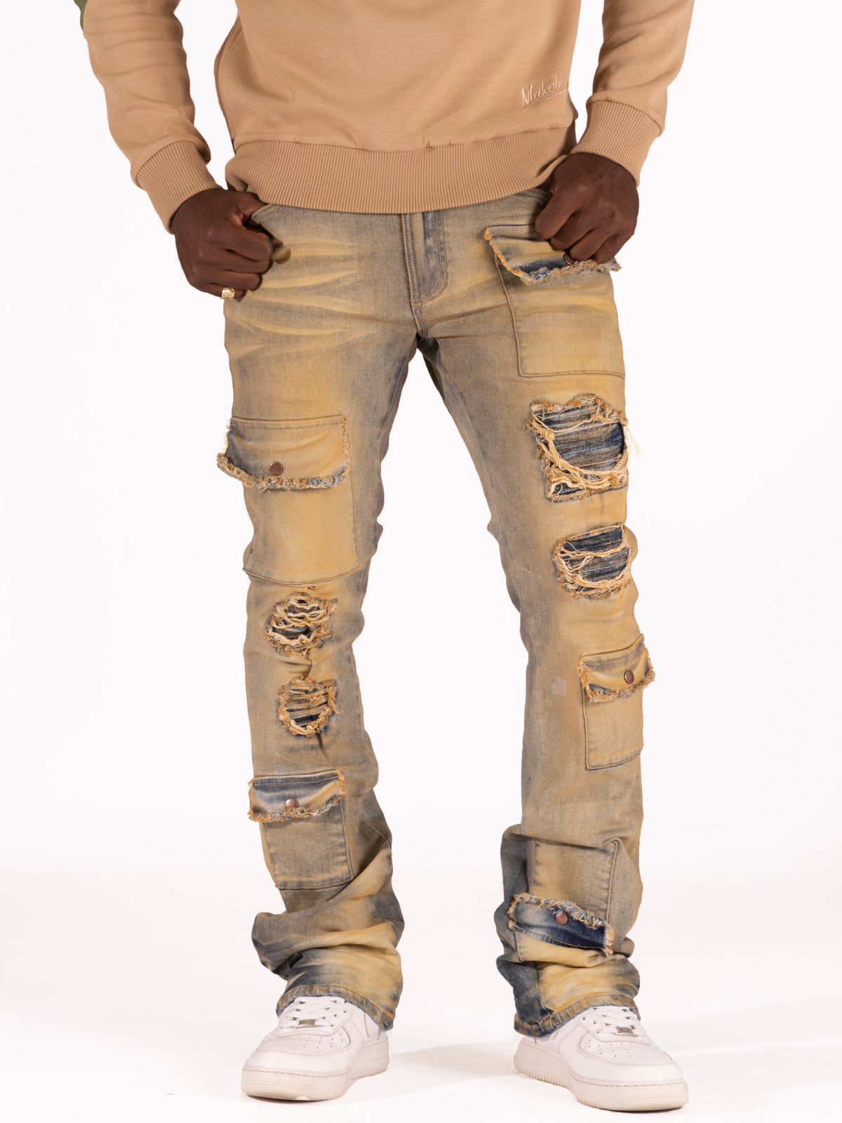 Makobi M1968 Cesare Stacked Jeans in Dirt, view 2