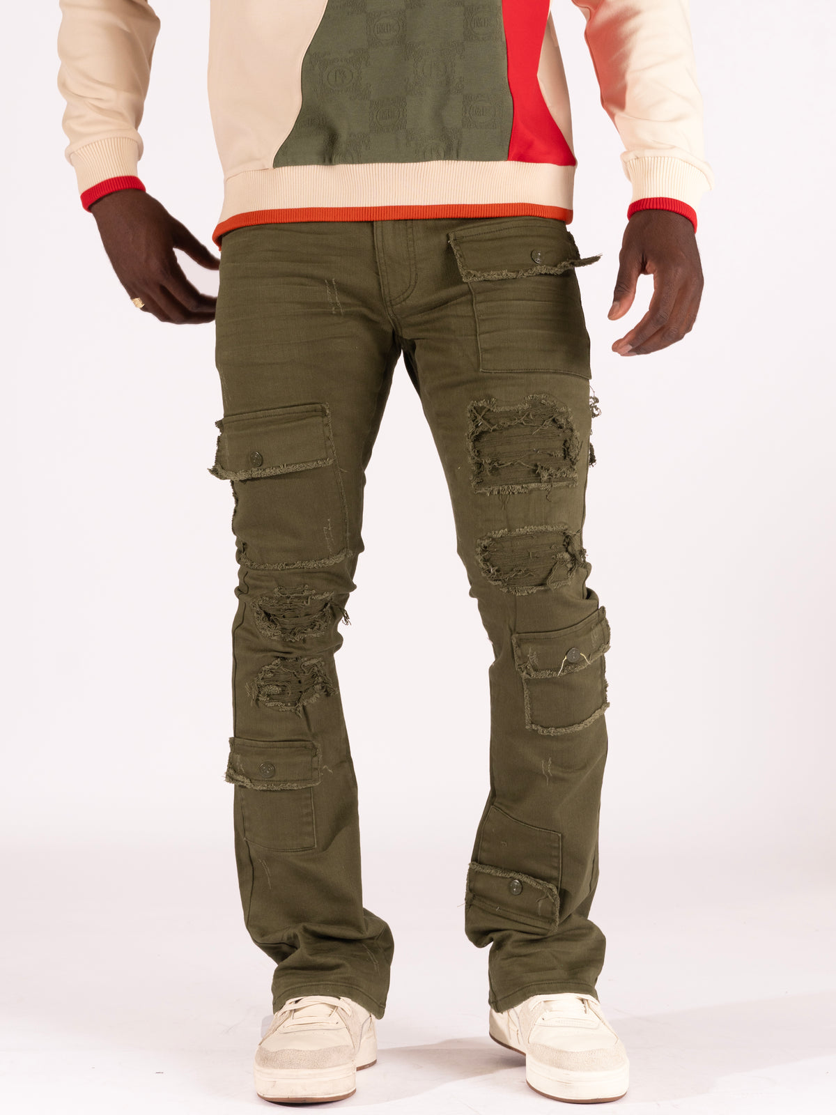 Makobi M1968 Cesare Stacked Jeans in Olive, view 4