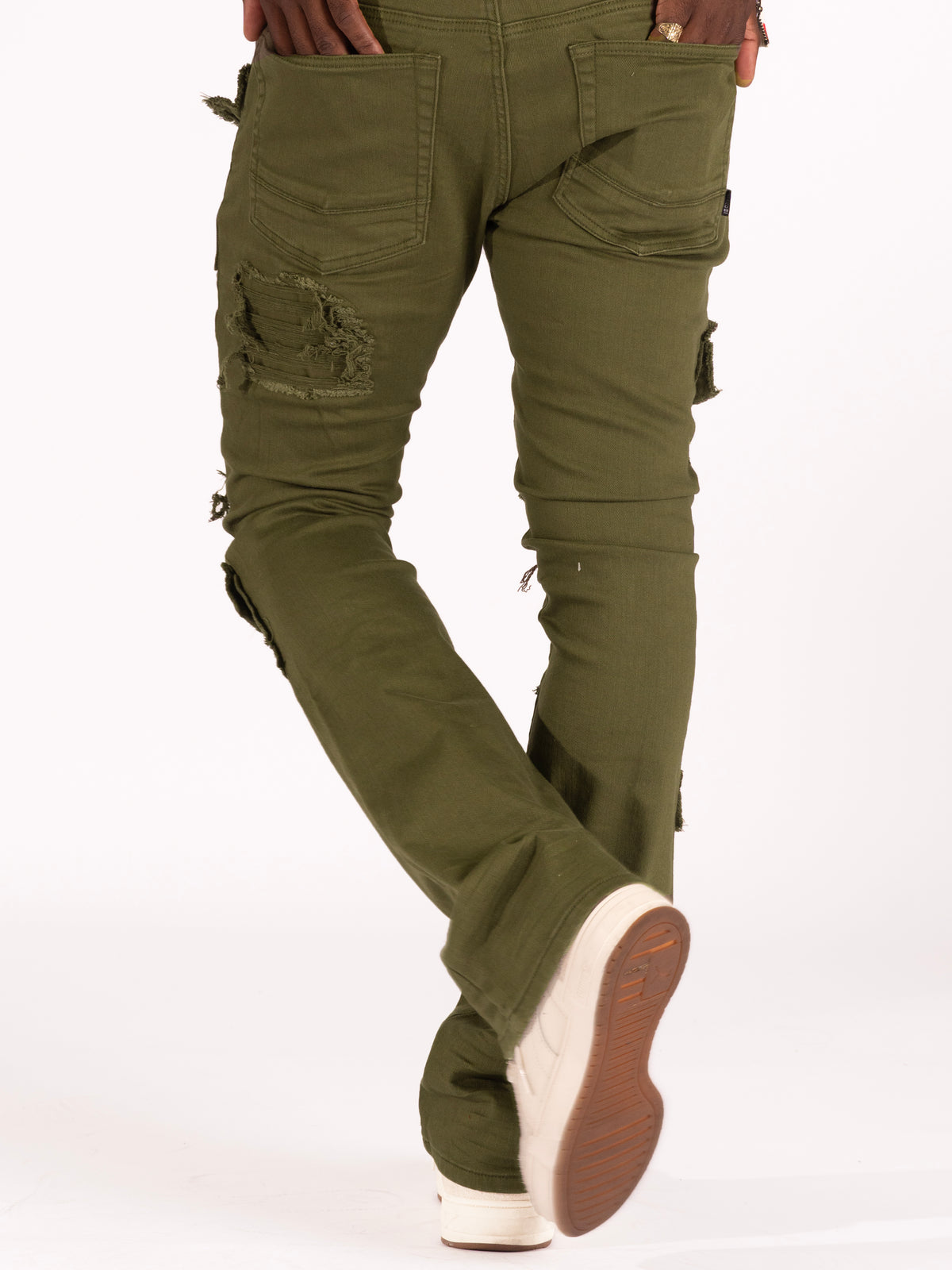 Makobi M1968 Cesare Stacked Jeans in Olive, view 5