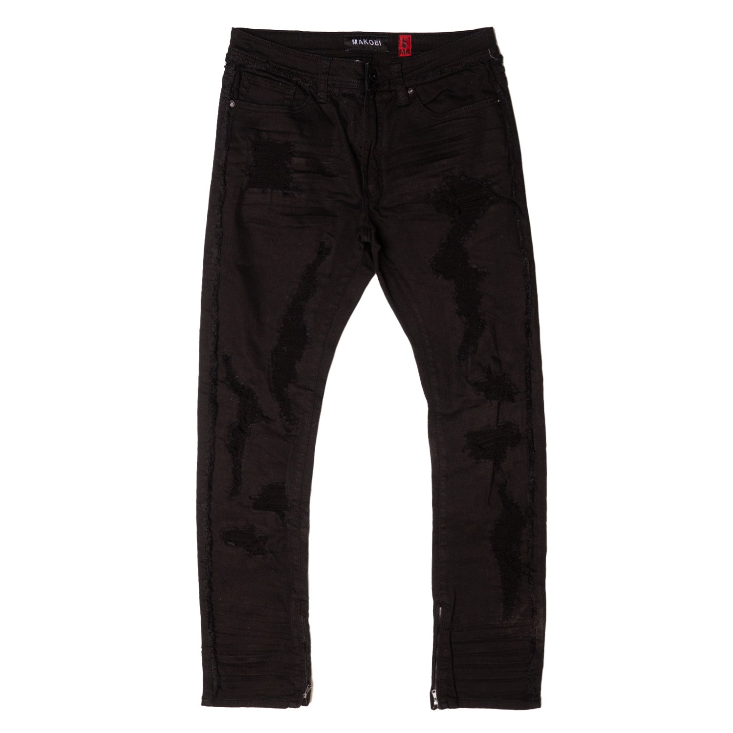 Makobi M1973 Danielli 34" Semi Stacked Jeans- Jet black
