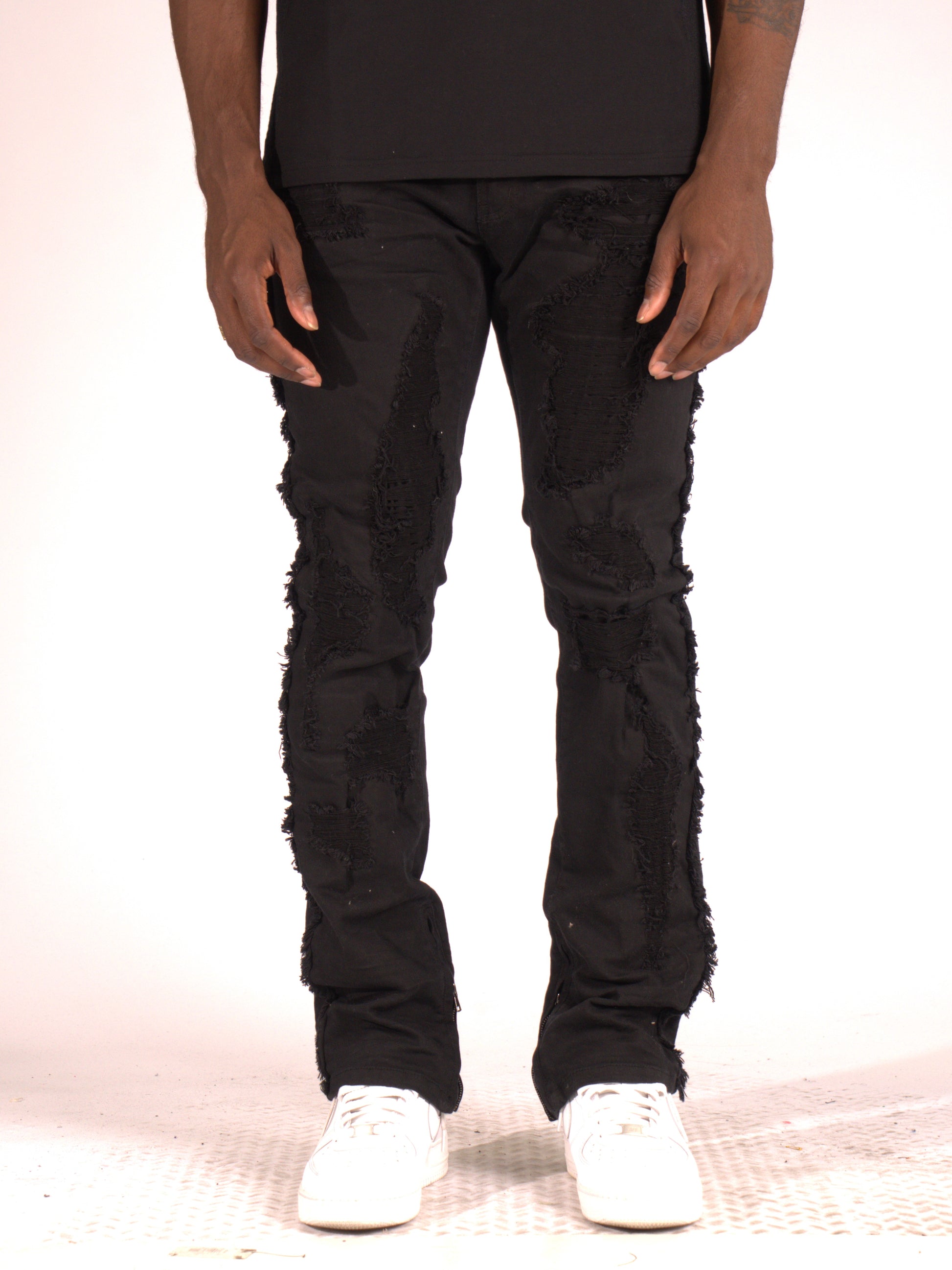 Makobi M1973 Danielli 34" Semi Stacked Jeans- Jet black, view 2