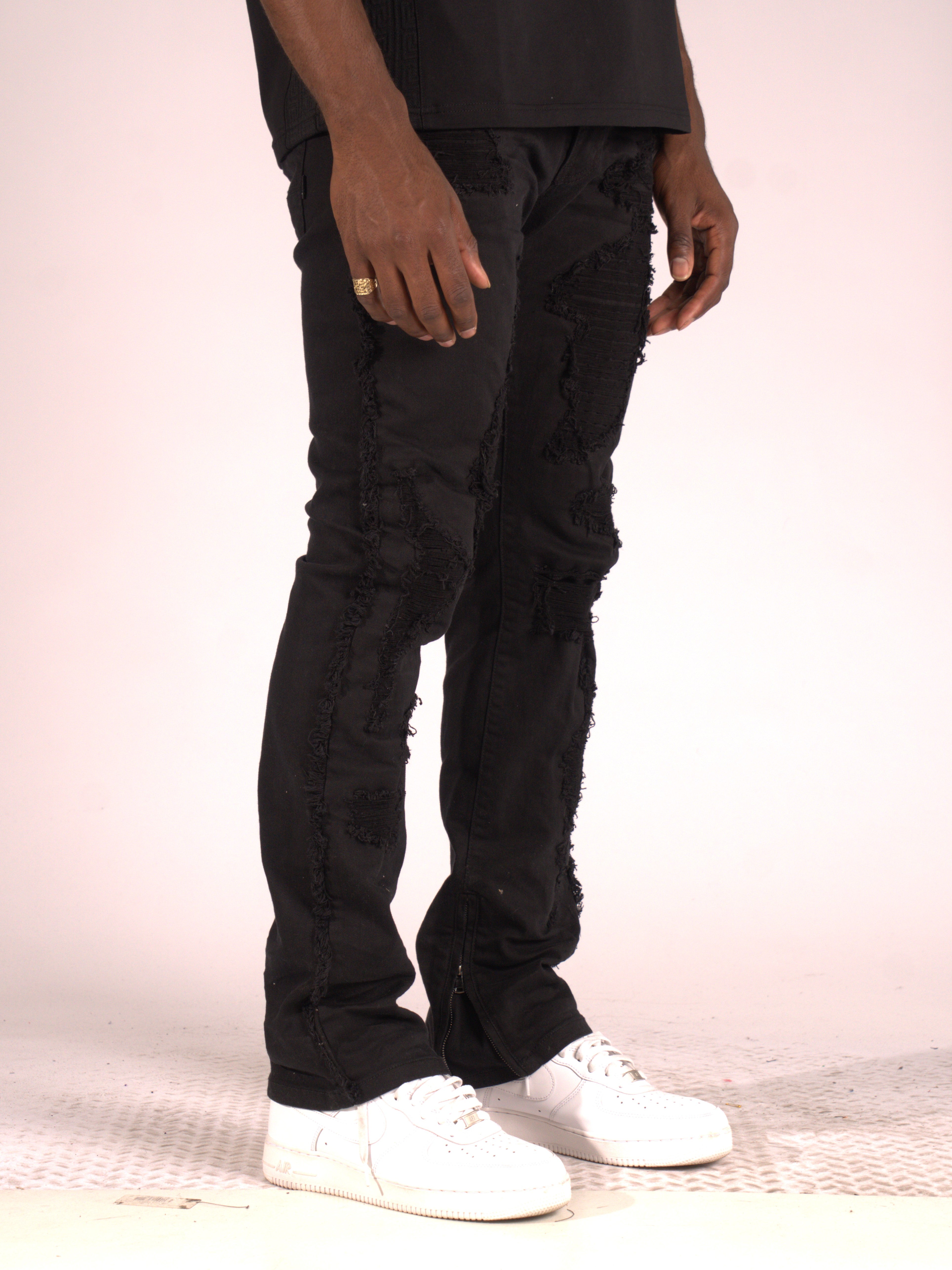Makobi M1973 Danielli 34" Semi Stacked Jeans- Jet black, view 3