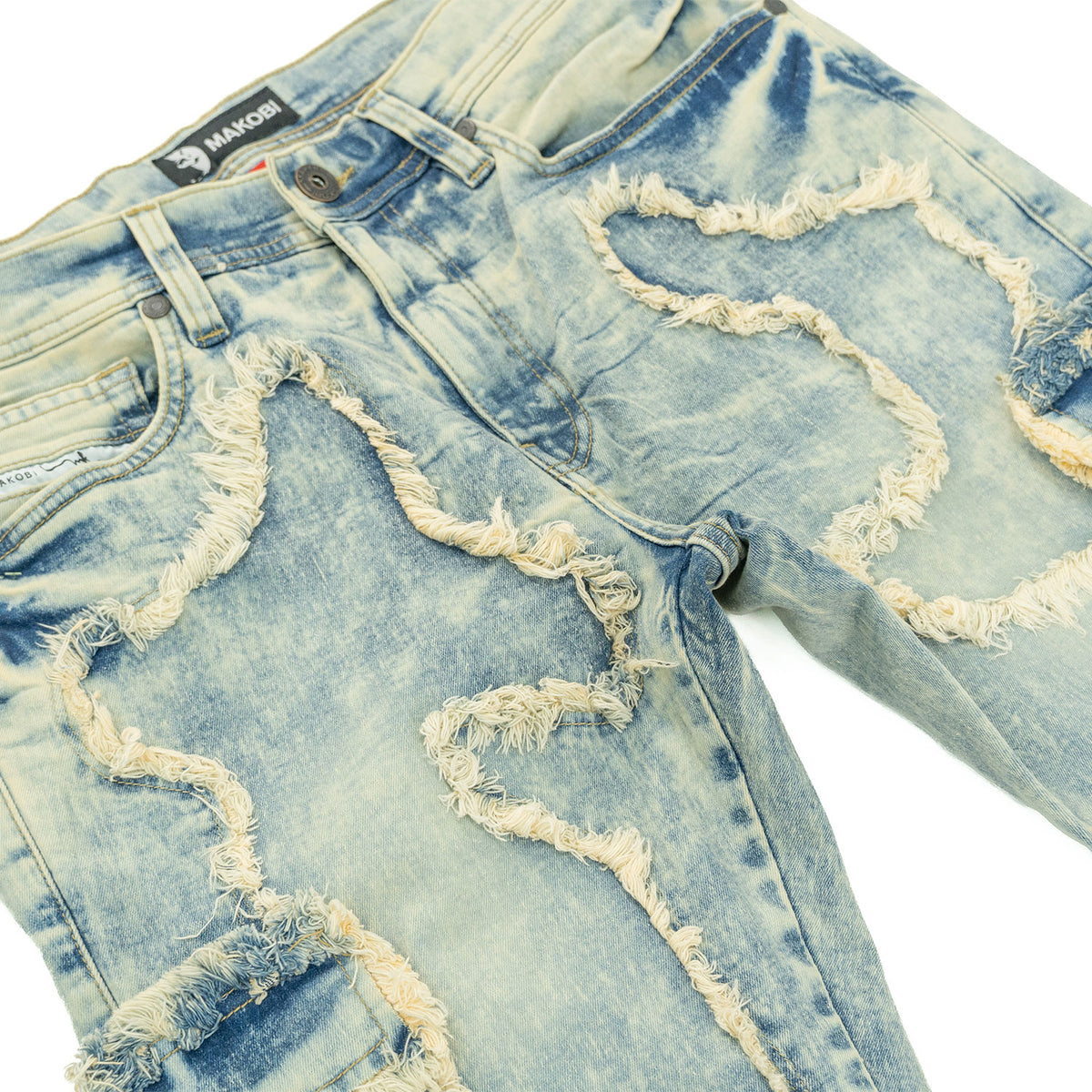 M1926 - Makobi mojuto Denimu Biker sokoto - Burgundy