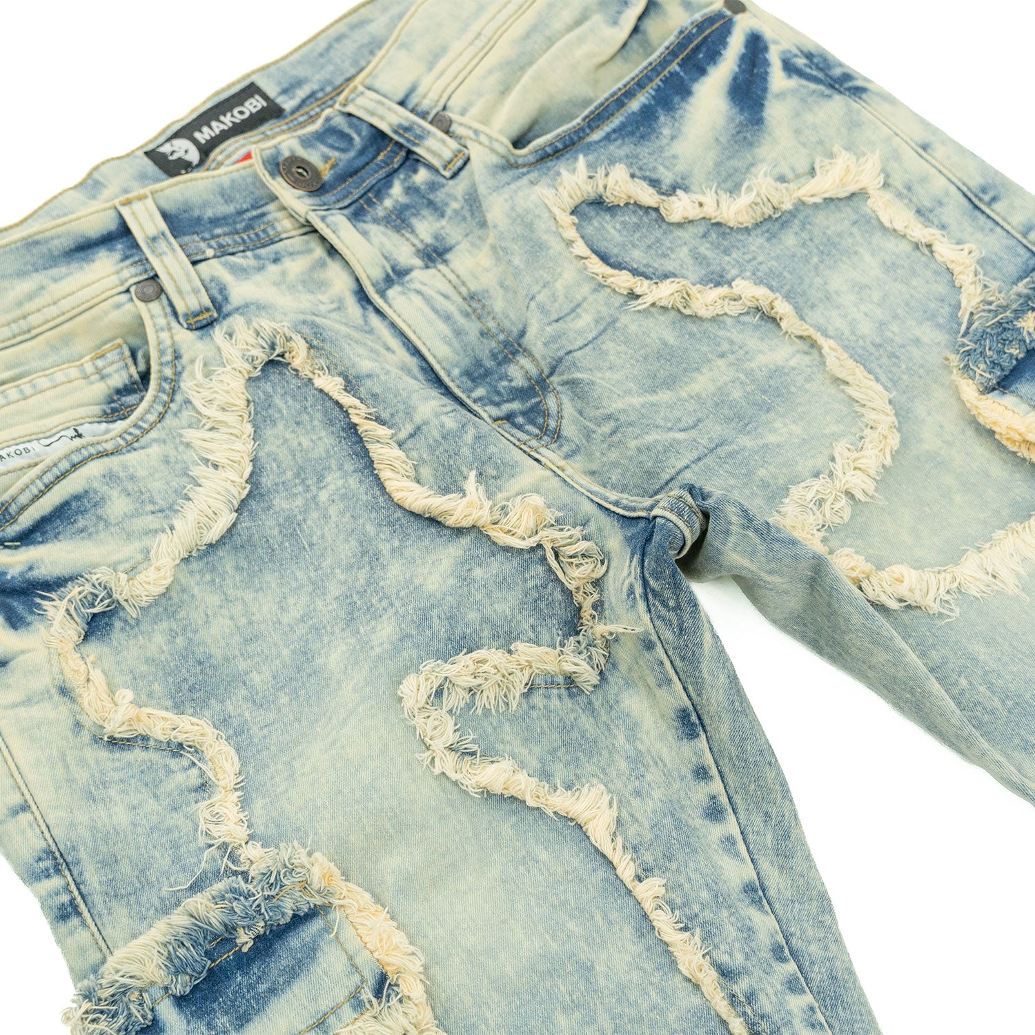 M1926 - Makobi mojuto Denimu Biker sokoto - Burgundy