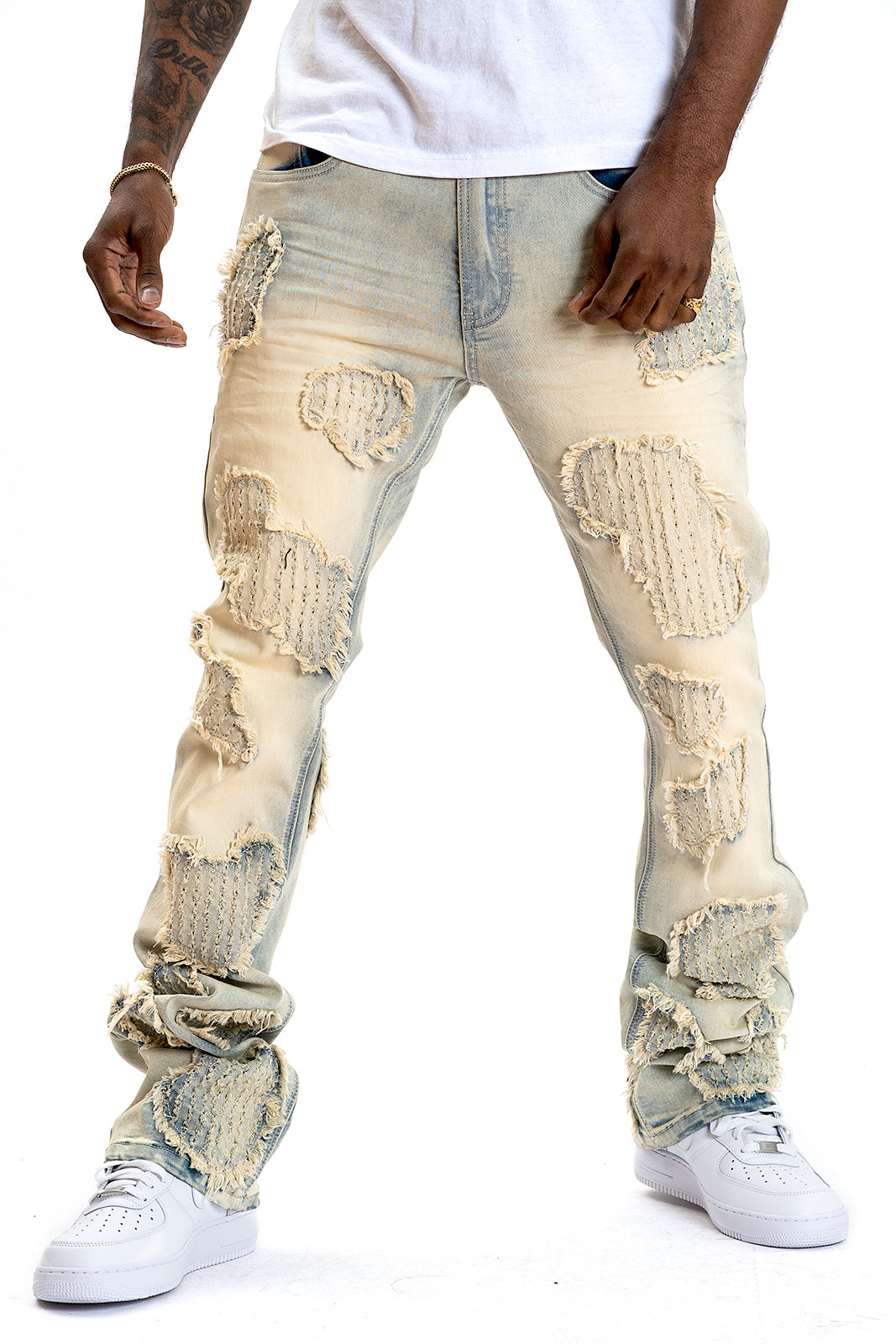 Makobi M1978 Romano Stacked Jeans in Light Wash, view 2