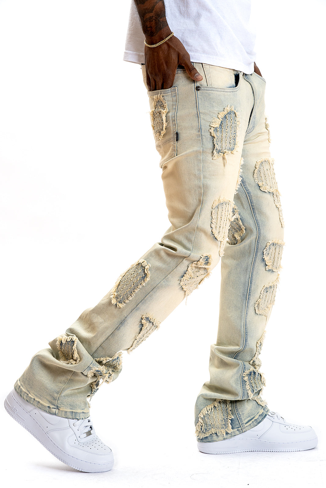 Makobi M1978 Romano Stacked Jeans in Light Wash, view 5