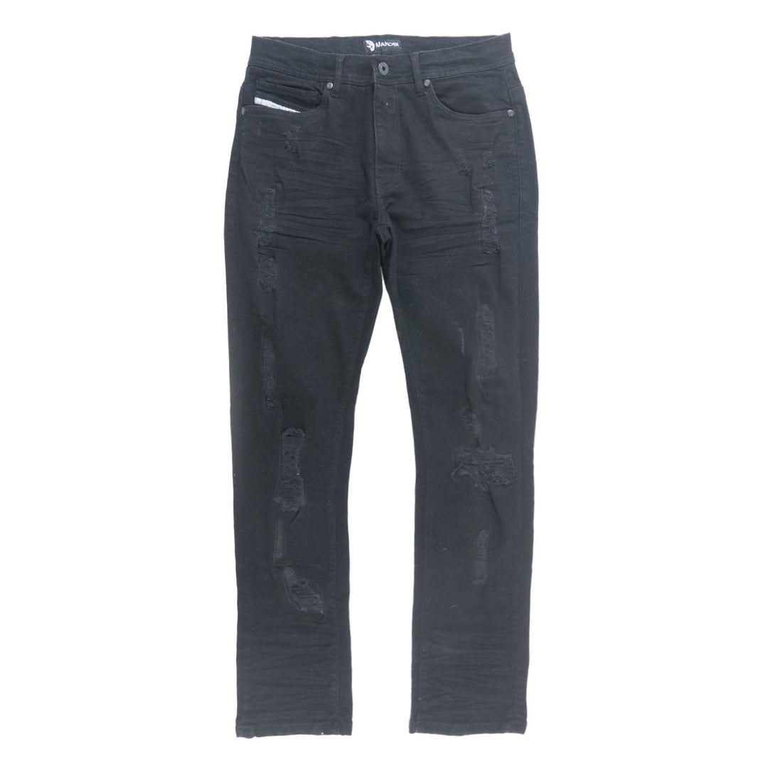 M1926 - Makobi Core Jenim Biker Jeans - بورگوندی