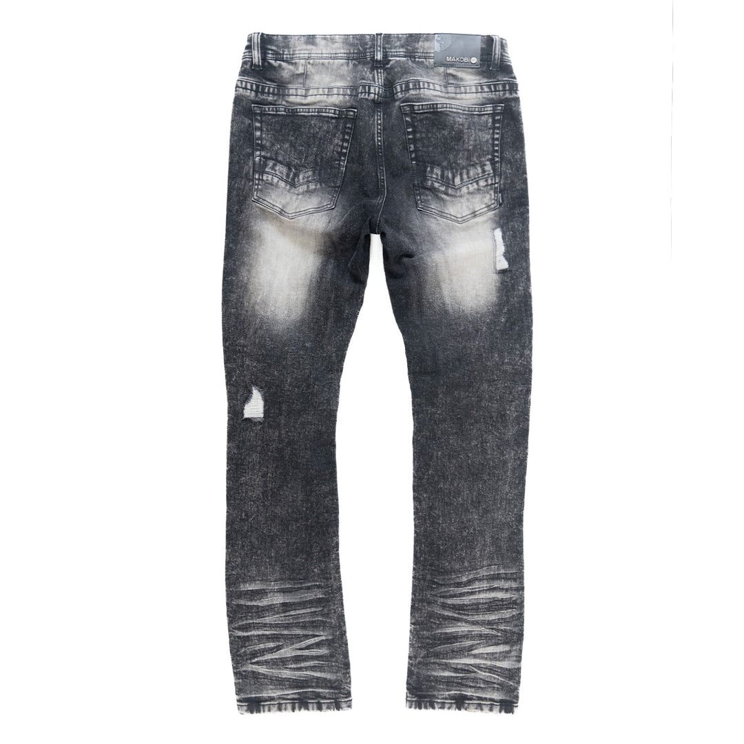 M1926 - Makobi Core Jenim Biker Jeans - بورگوندی