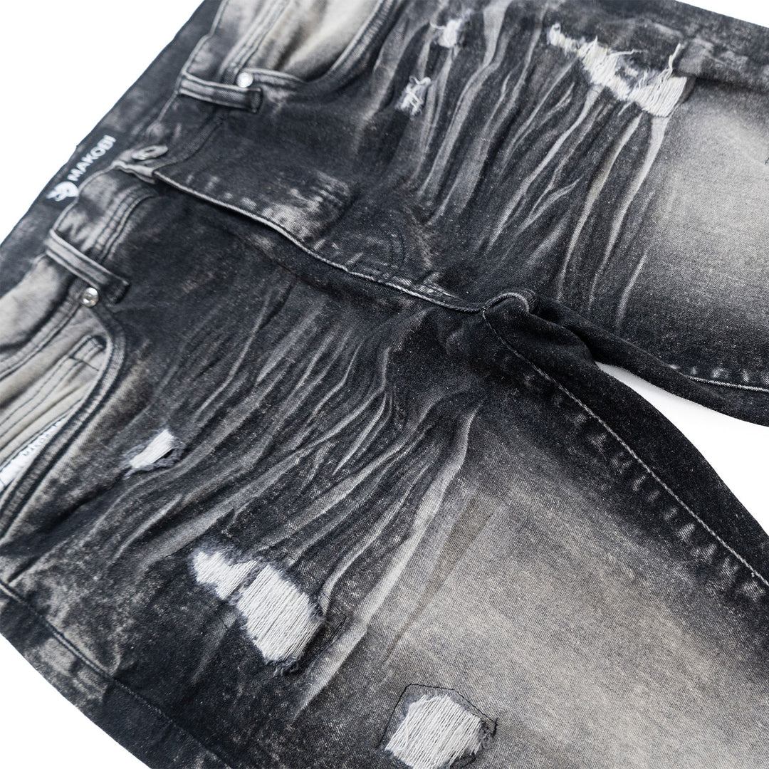 M1926 - Makobi Core Jenim Biker Jeans - بورگوندی