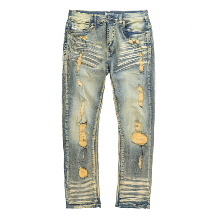 M1926 - Makobi Core Jenim Biker Jeans - بورگوندی