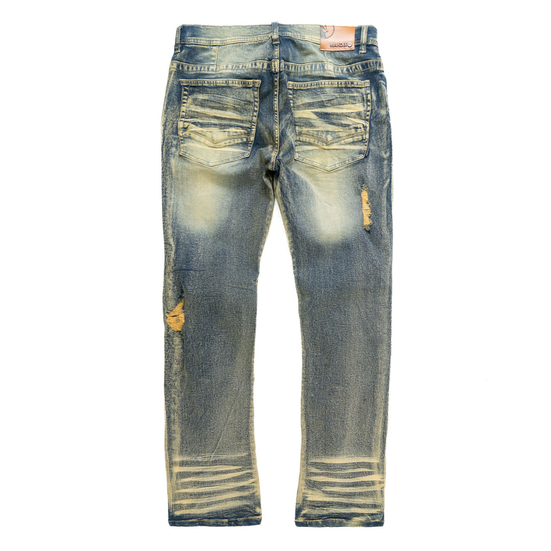 M1926 - Makobi Core Jenim Biker Jeans - بورگوندی