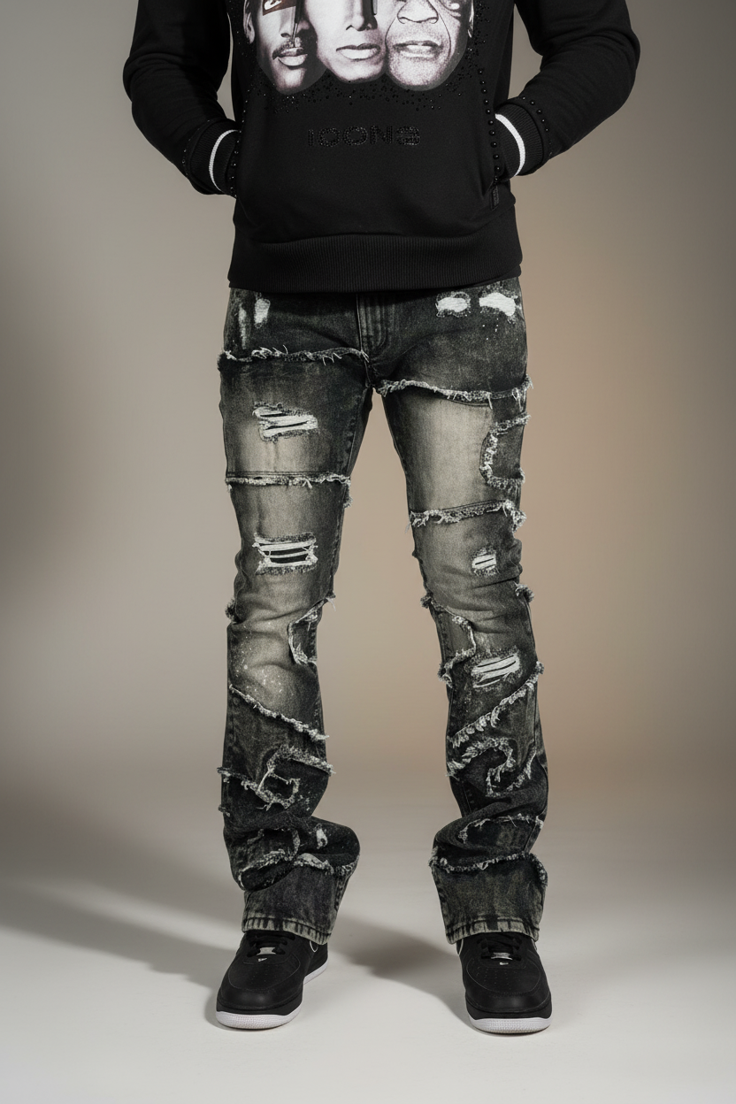 M1984 Pastoni Stacked Jeans -  Black Wash