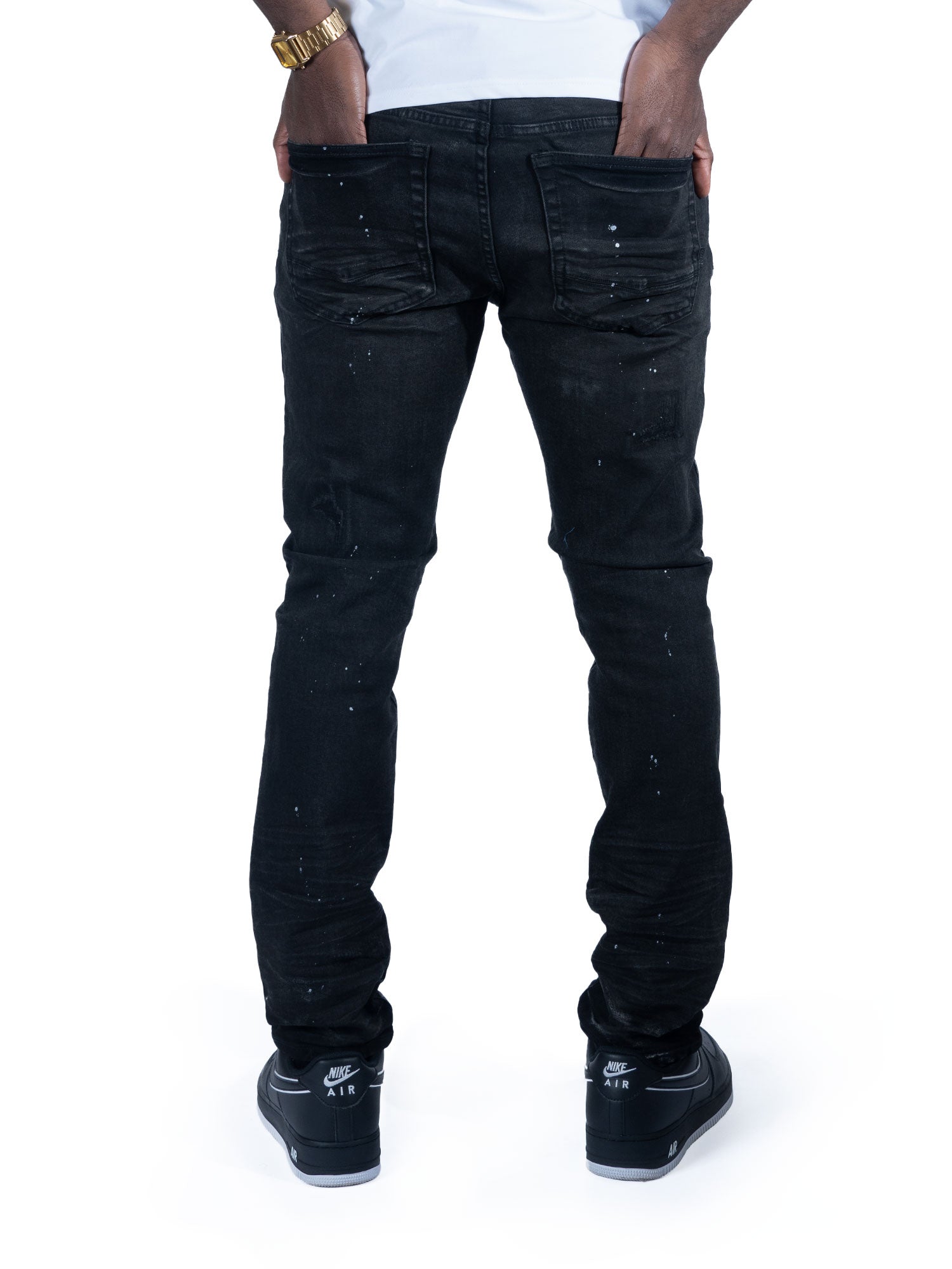 Makobi M1991 Avenida Greased Jeans in Black, view 3