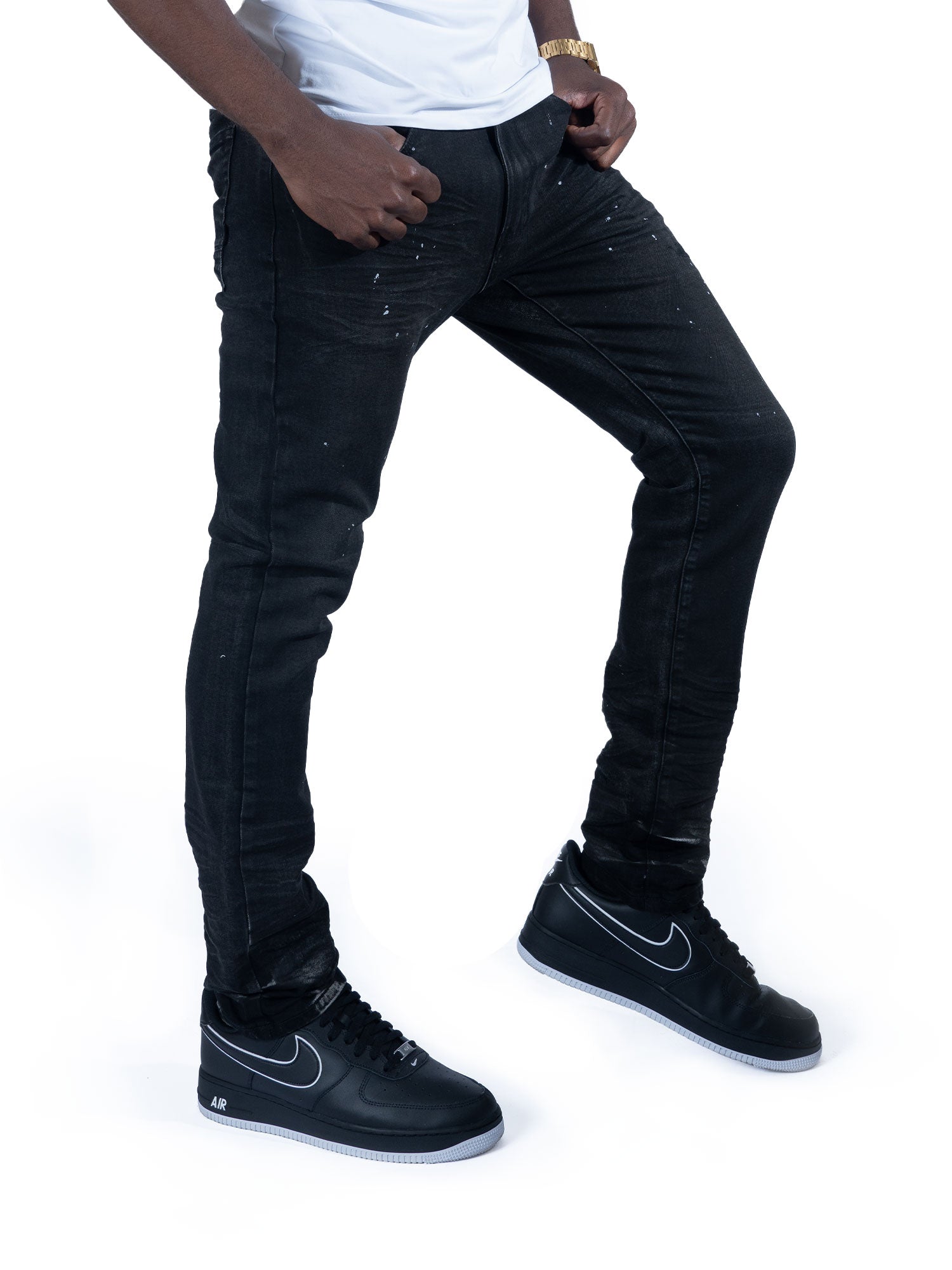 Makobi M1991 Avenida Greased Jeans in Black, view 5