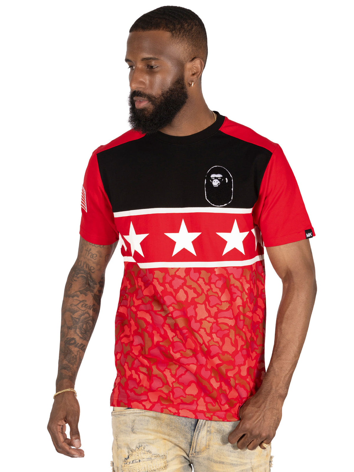 Makobi M235 Makobi APE Camo Tee in RED, view 2