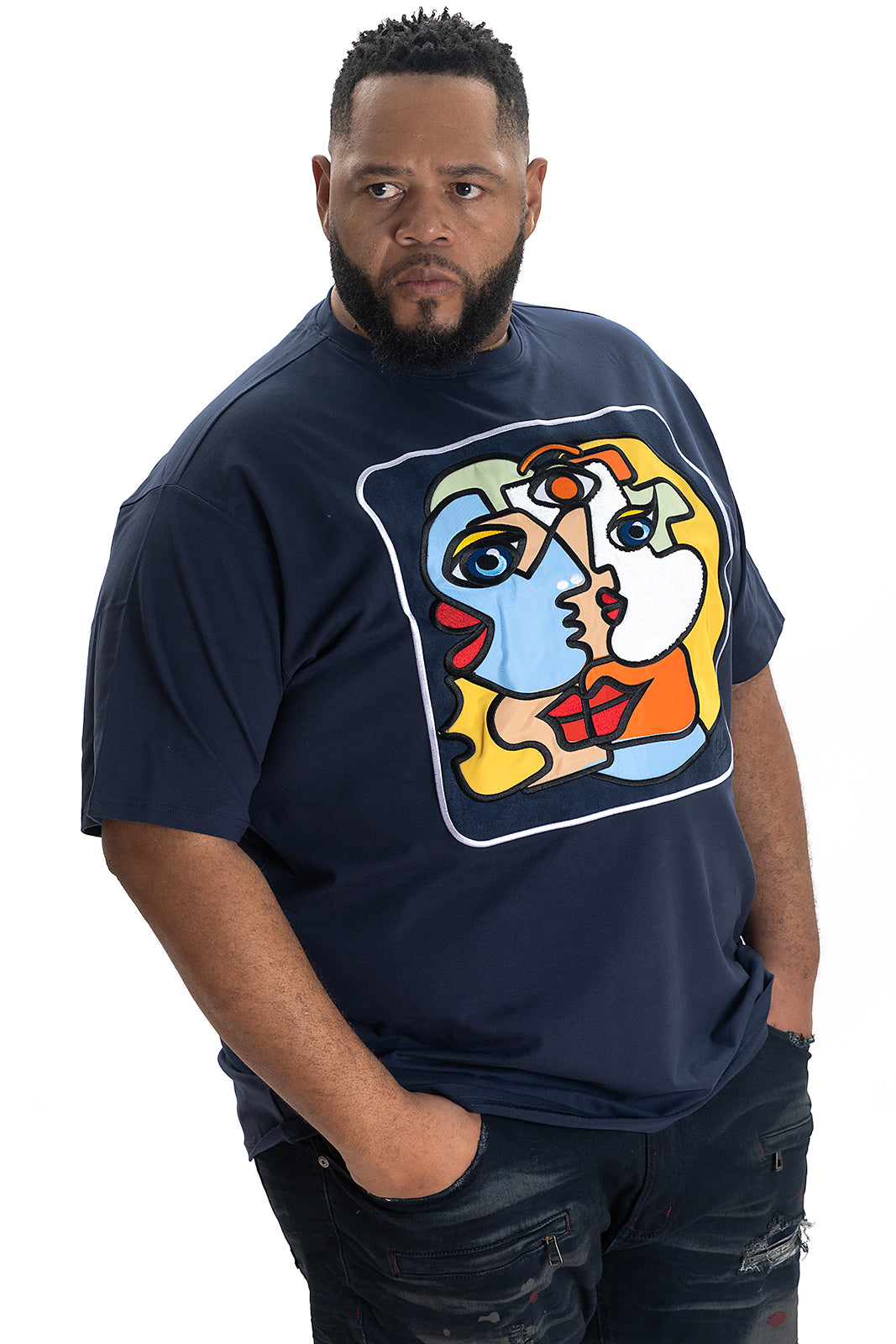 M314 Two Face Abstract Tee - Navy
