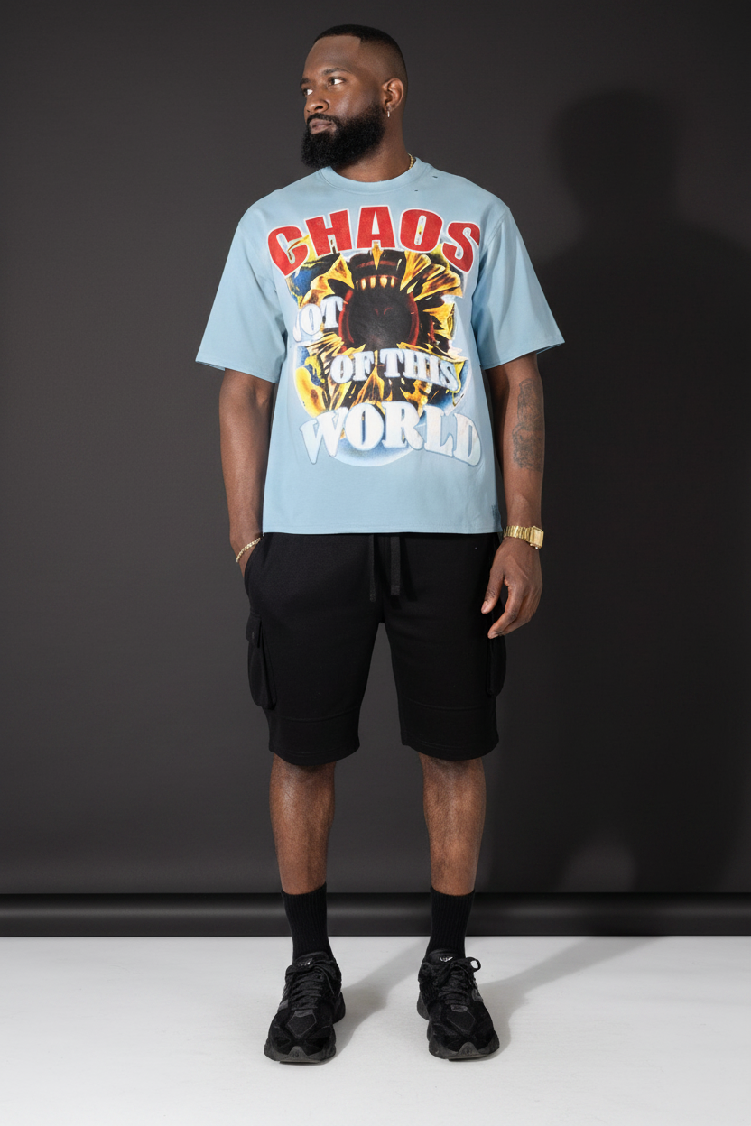 Makobi M318 Chaos Oversized T in shirt - Blue, view 3
