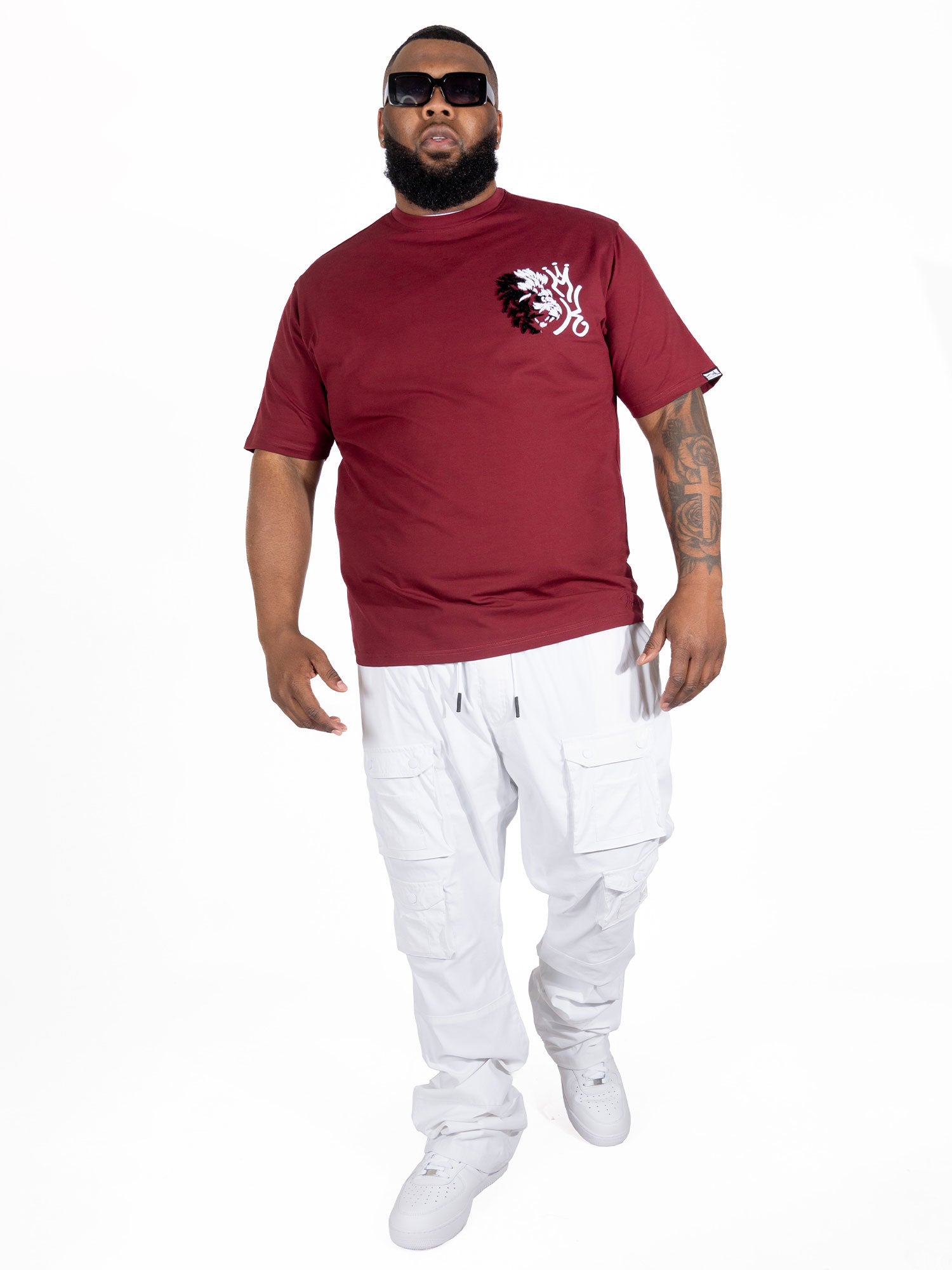 Makobi M340 Gianos Lion Tee in Burgundy, view 3