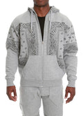 F5715 Frost Patchwork Zip Up Hoodie - Adayeba