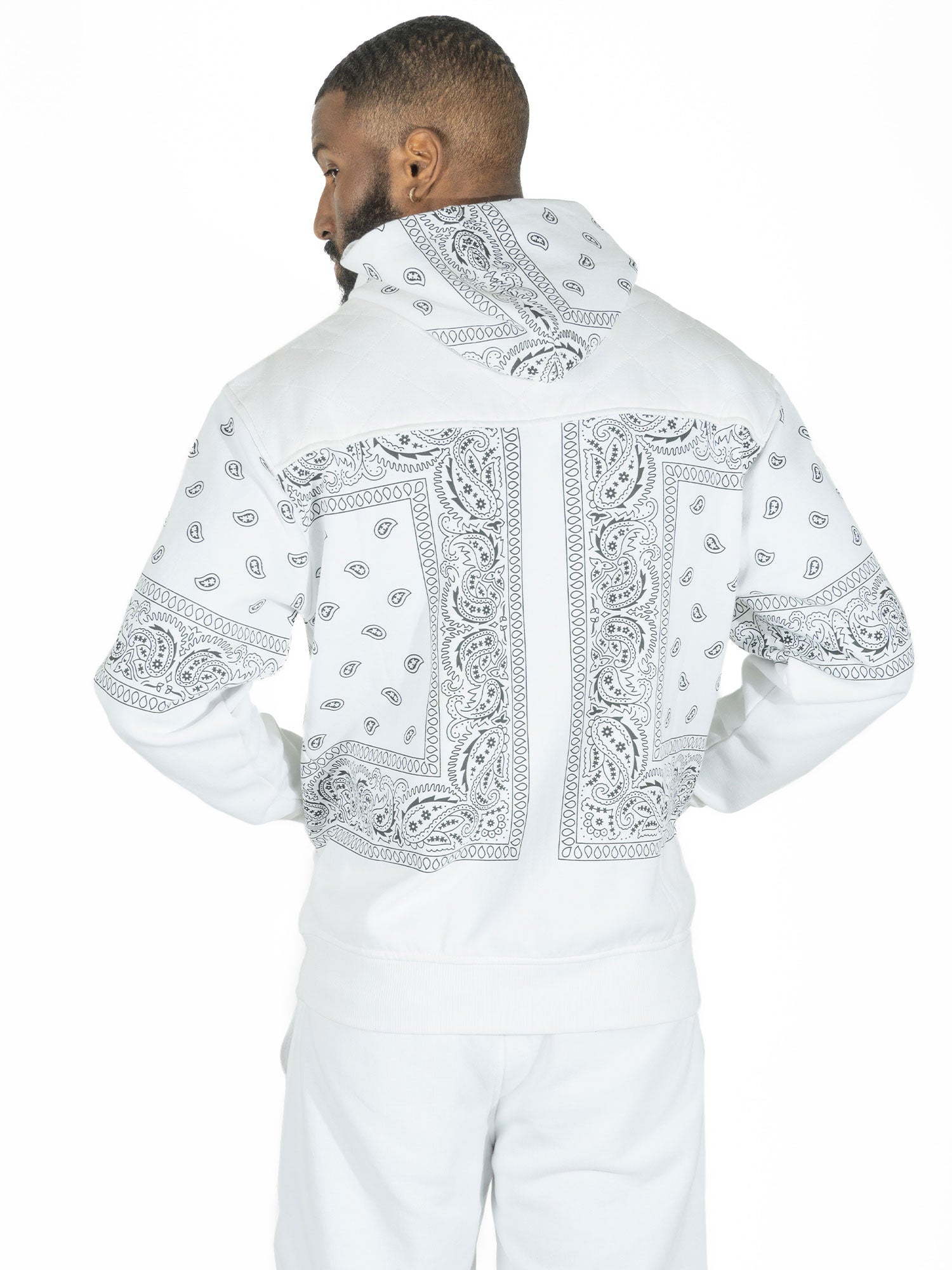 M3565 Bandana Fleece Zip-up Hoodie - White