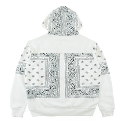 M3565 Bandana Fleece Zip-up Hoodie - White