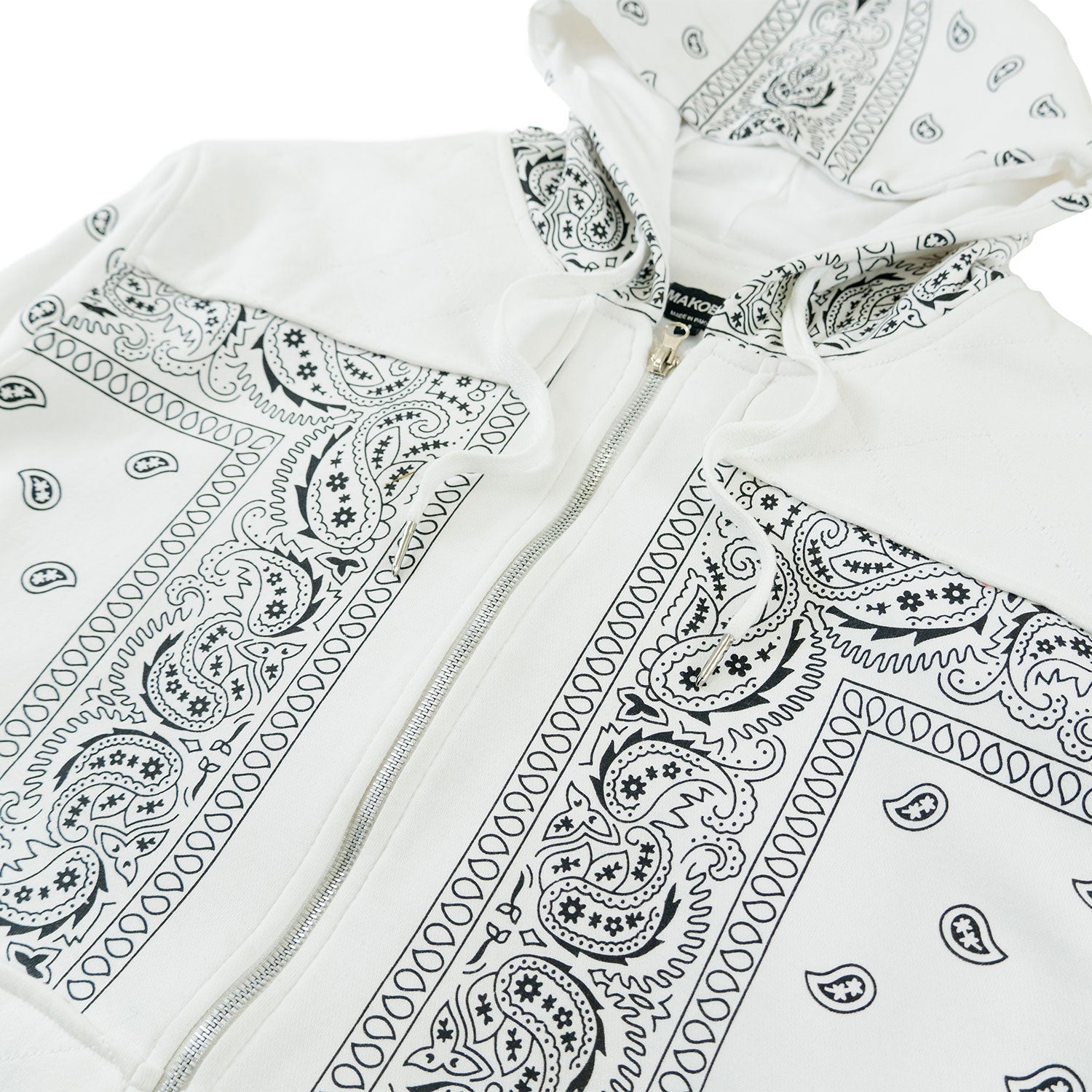 M3565 Bandana Fleece Zip-up Hoodie - White