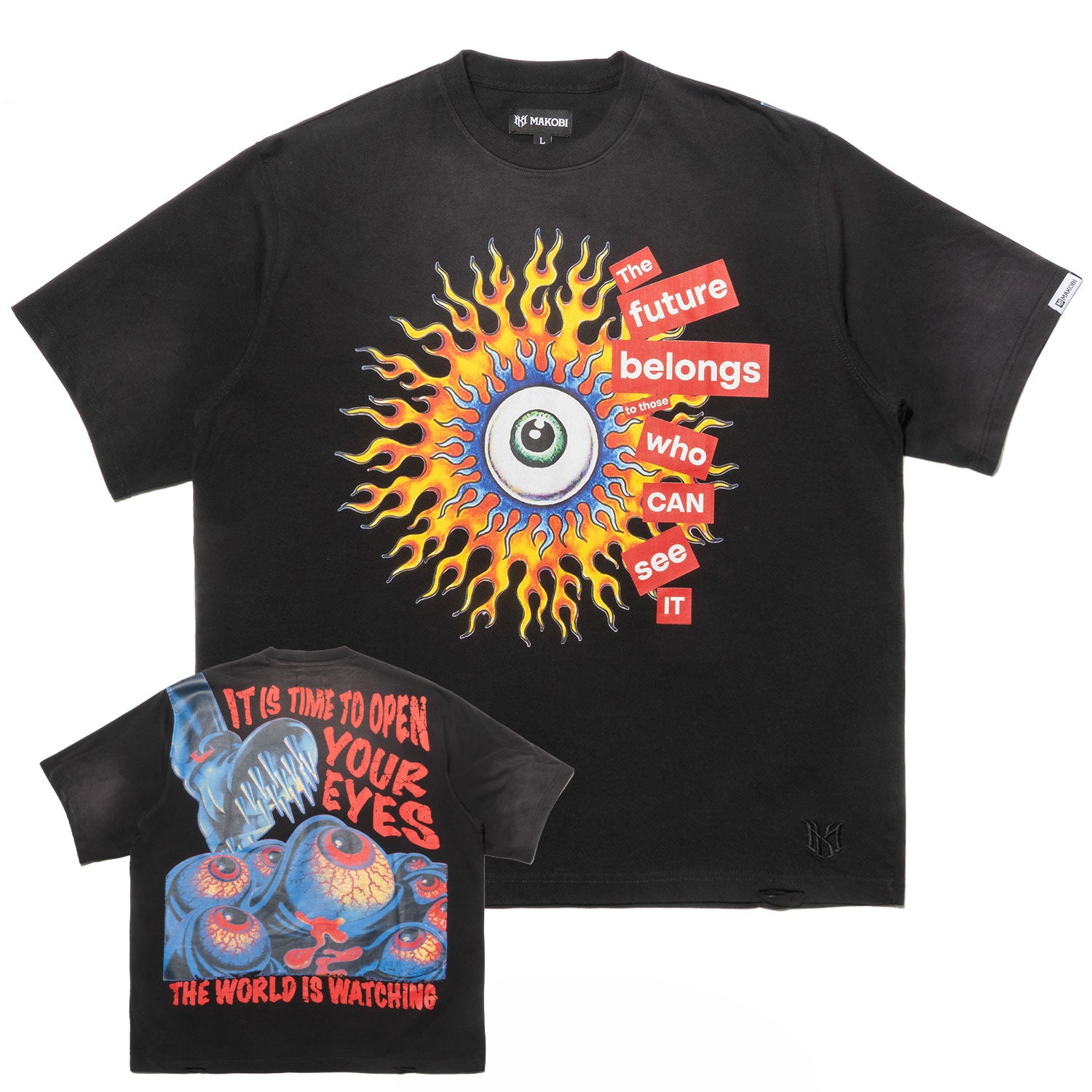 Makobi M360 The World is Watching Oversized T in shirt - Black, view 7