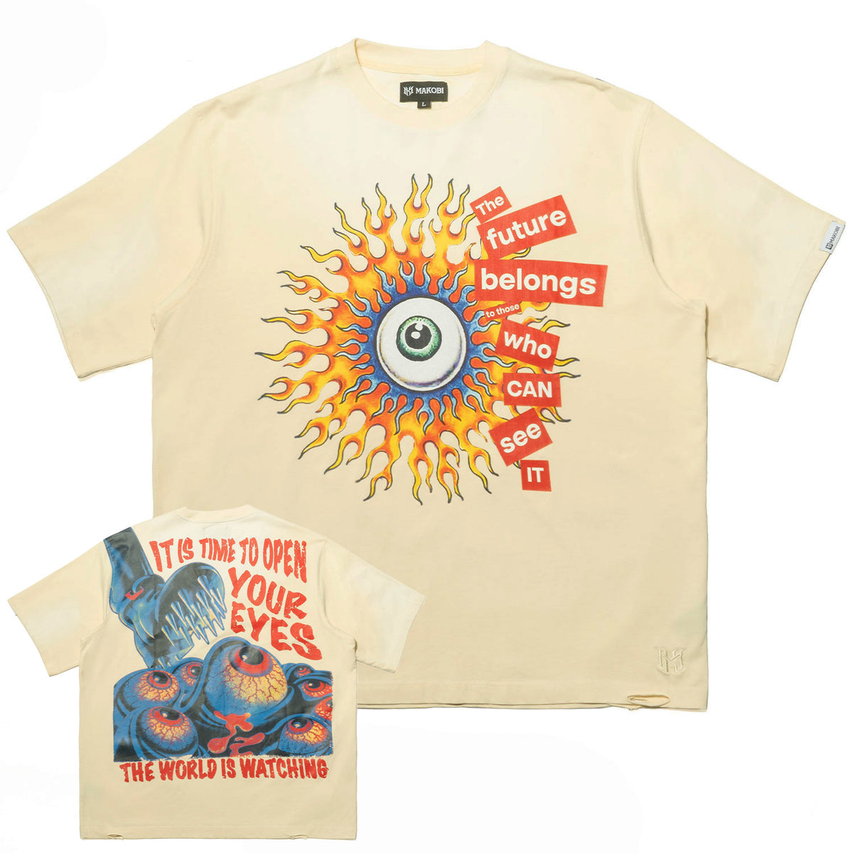 Makobi M360 The World is Watching Oversized T in shirt - Natural, view 5