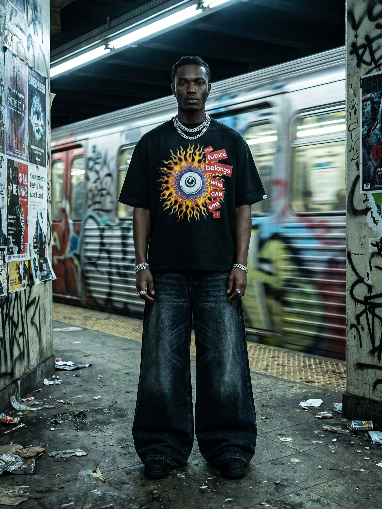 Makobi M360 The World is Watching Oversized T in shirt - Black, view 5