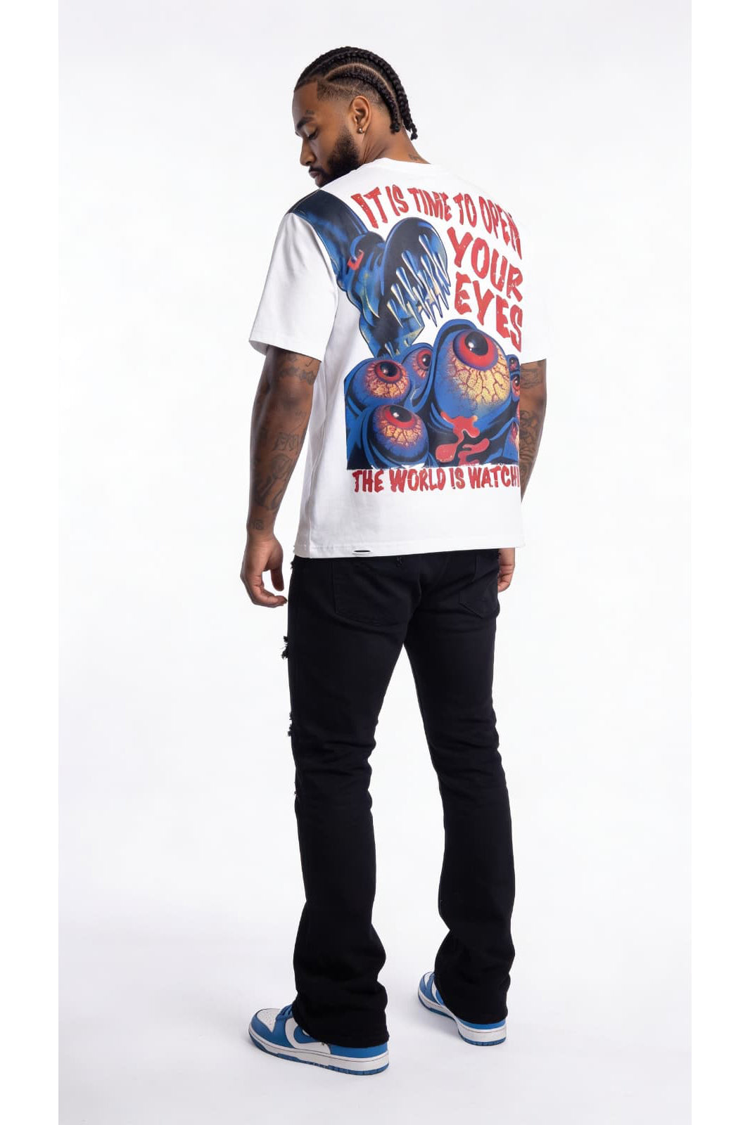 Makobi M360 The World is Watching Oversized T in shirt - White, view 4