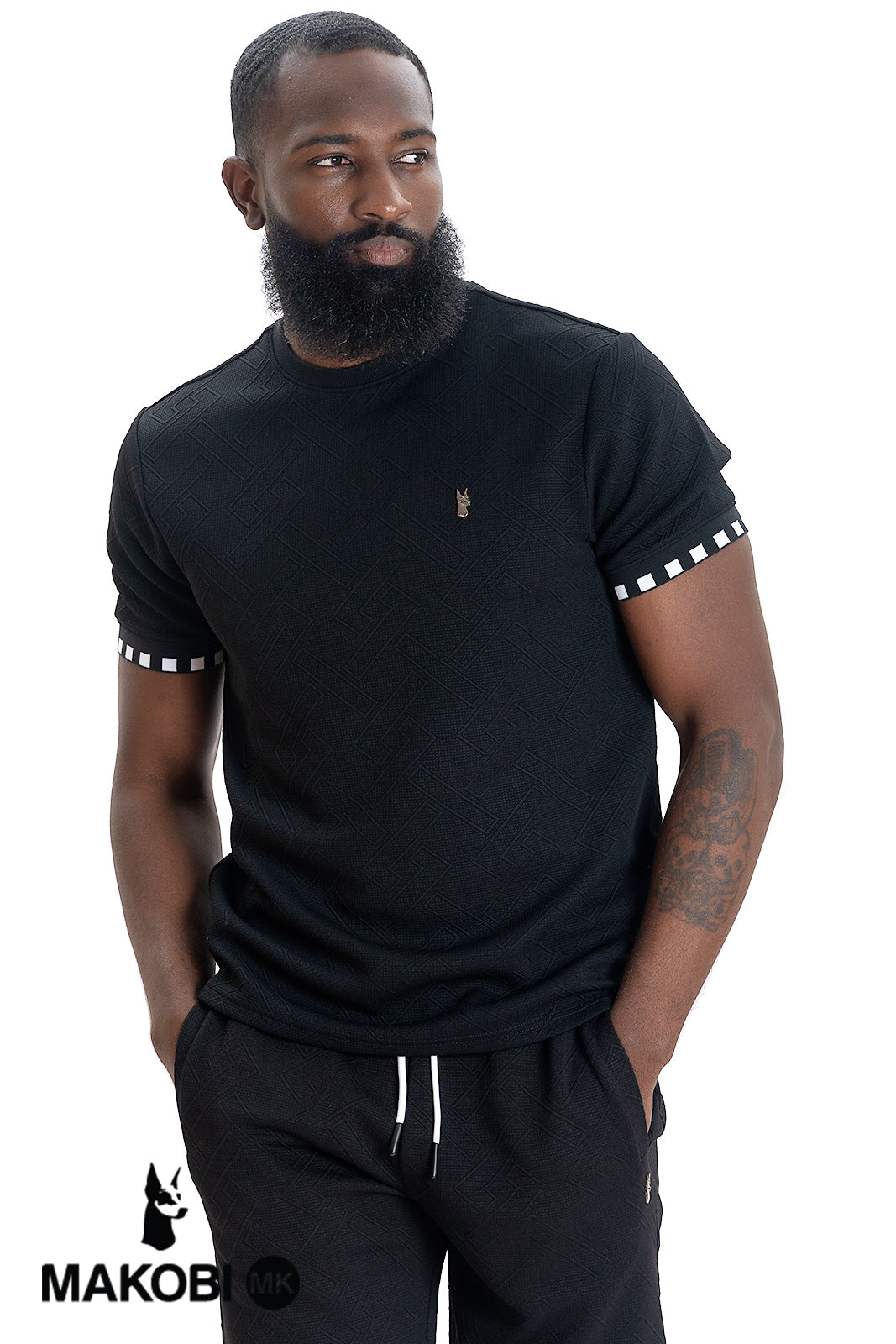 Makobi M363 Bianchi Jacquard Tee in Black, view 2