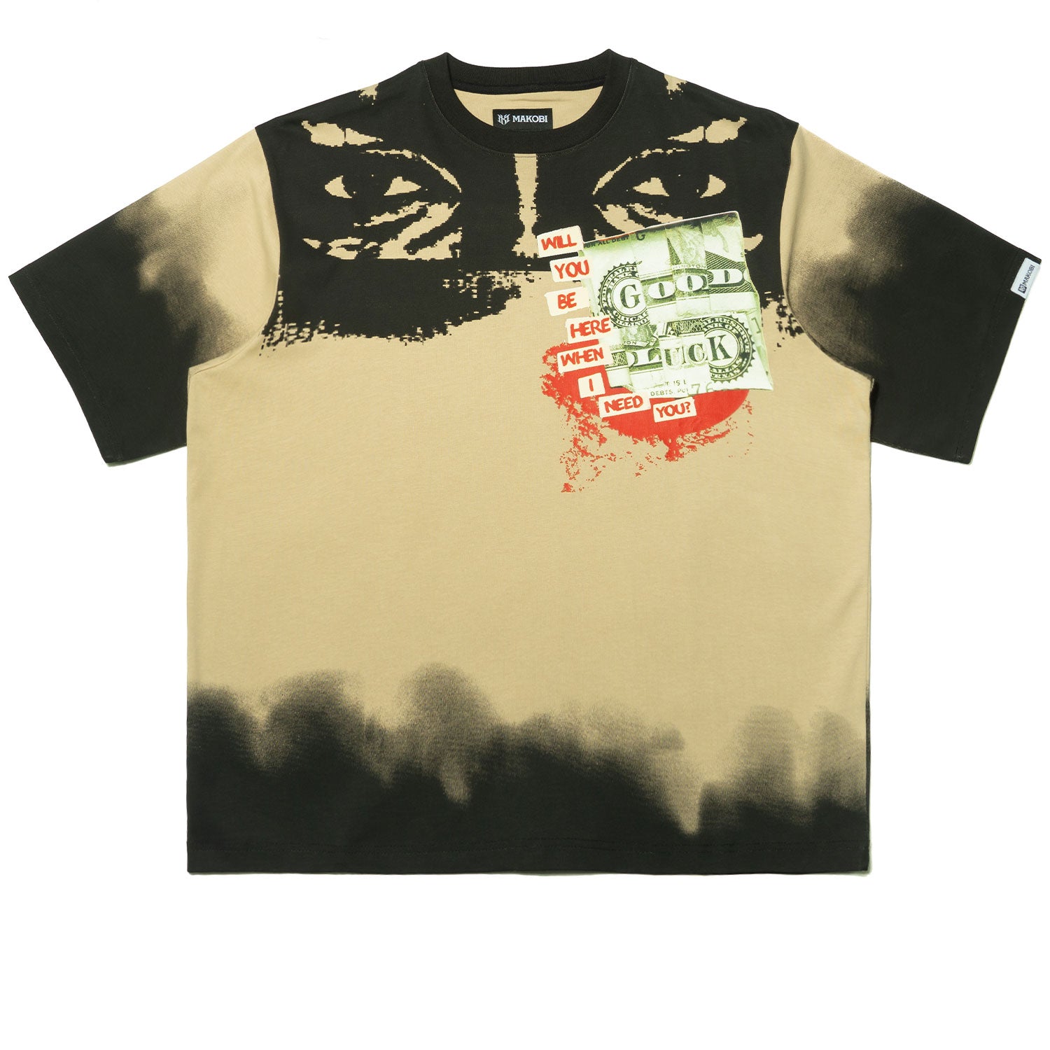 M369 Good Luck Money Oversized Tee - Khaki