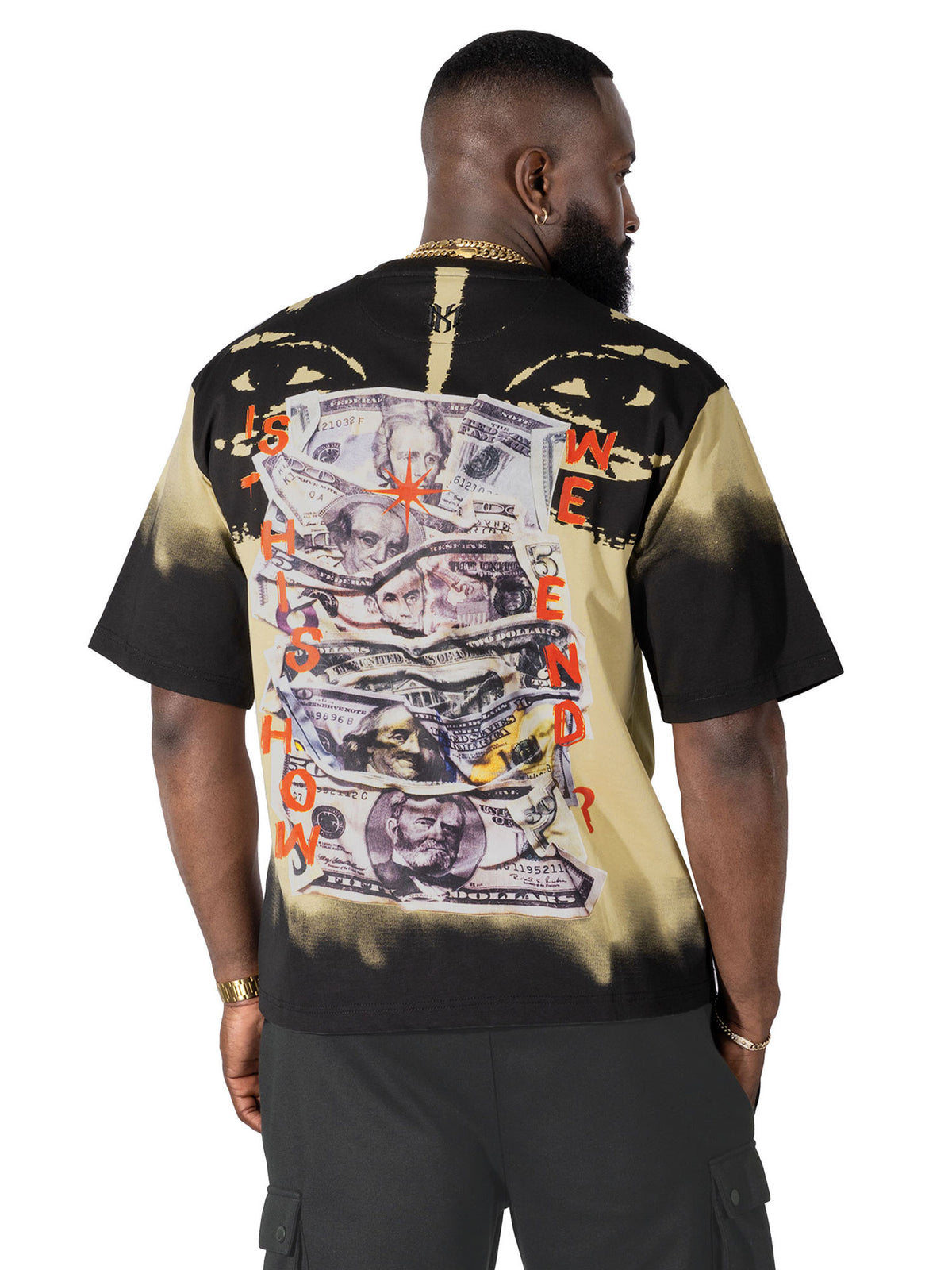 M369 Good Luck Money Oversized Tee - Khaki