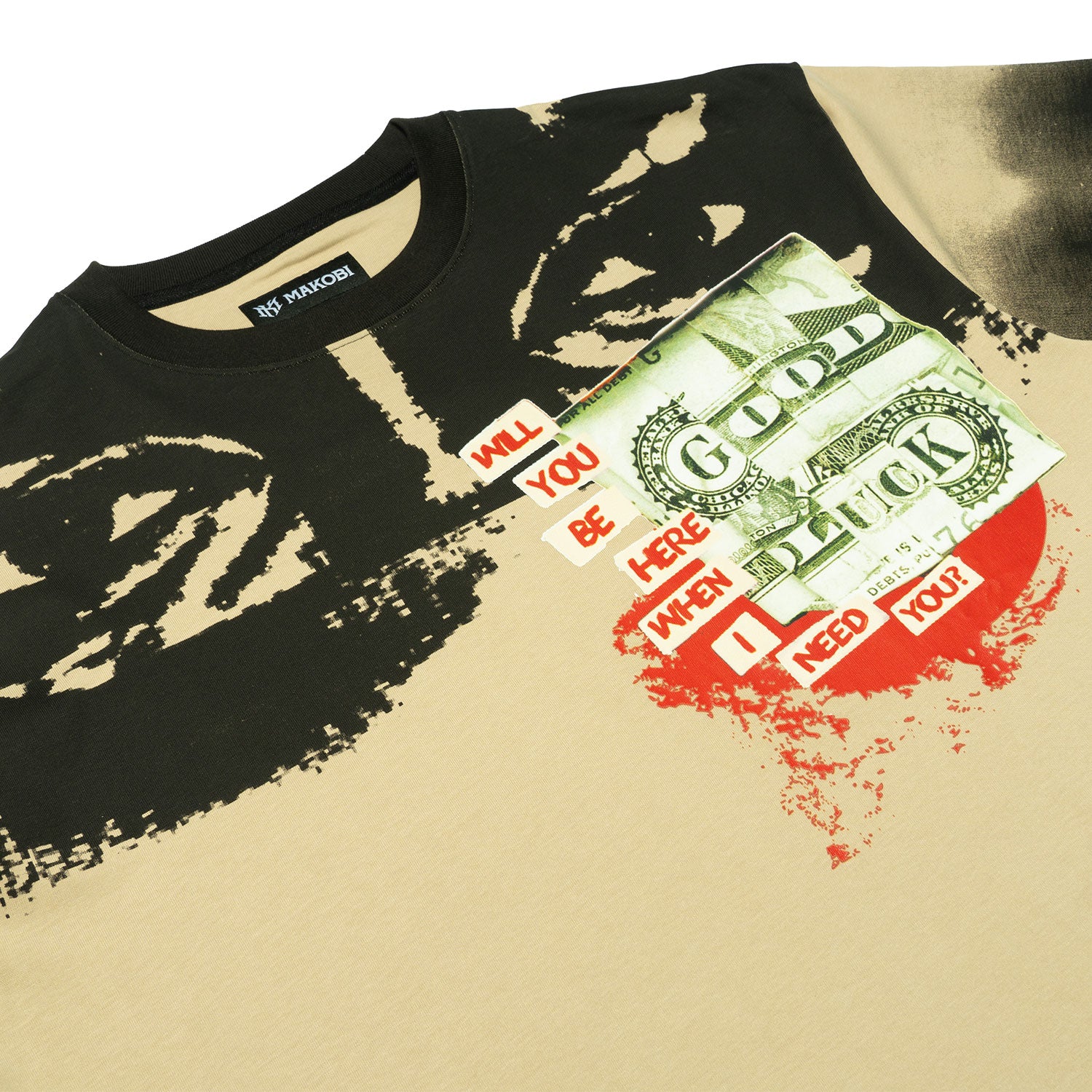 M369 Good Luck Money Oversized Tee - Khaki