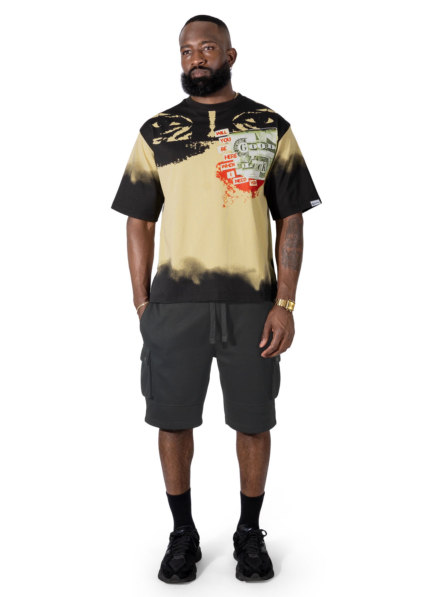 M369 Good Luck Money Oversized Tee - Khaki