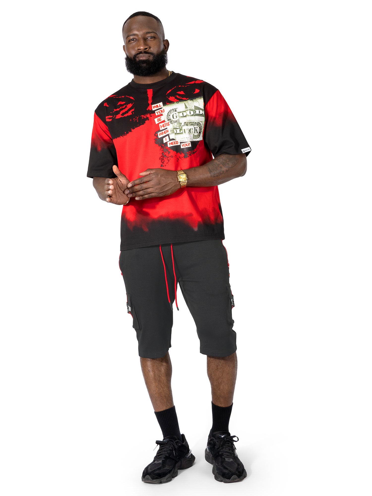 M369 Good Luck Money Oversized Tee - Red