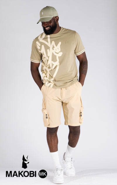 M633 Colton ọra Spandex Cargo Kukuru - Khaki