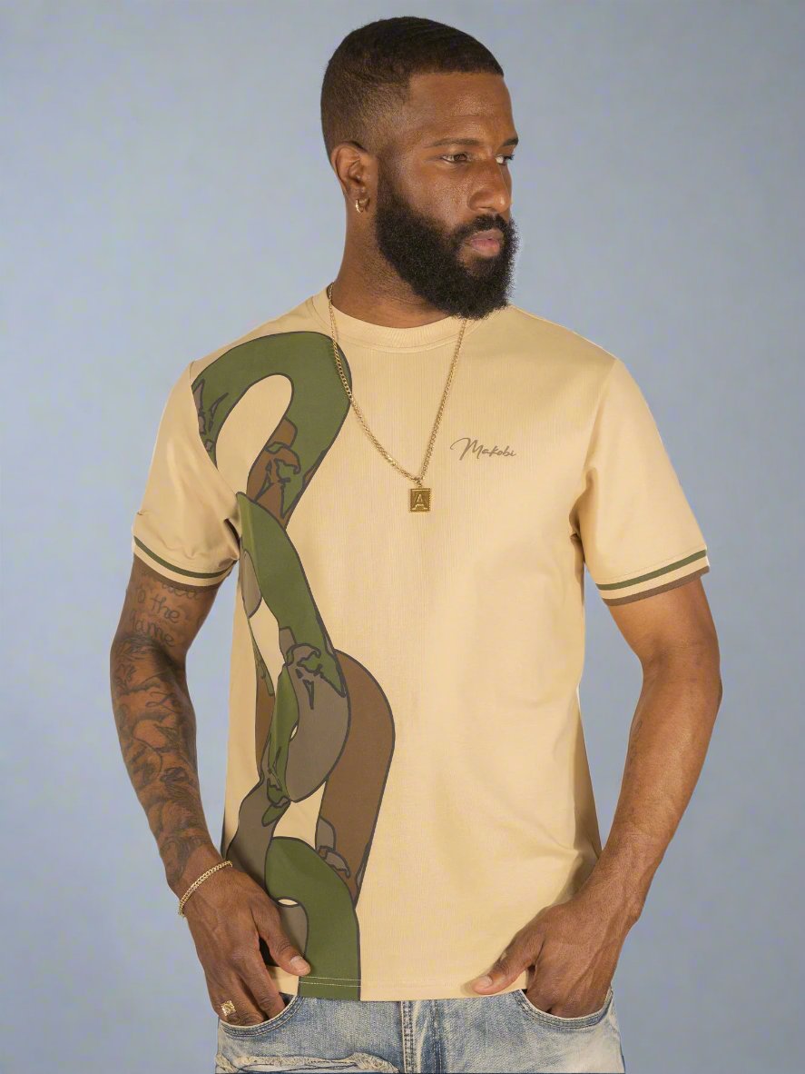 Makobi M376 Dober Chain Tee in Khaki, view 2