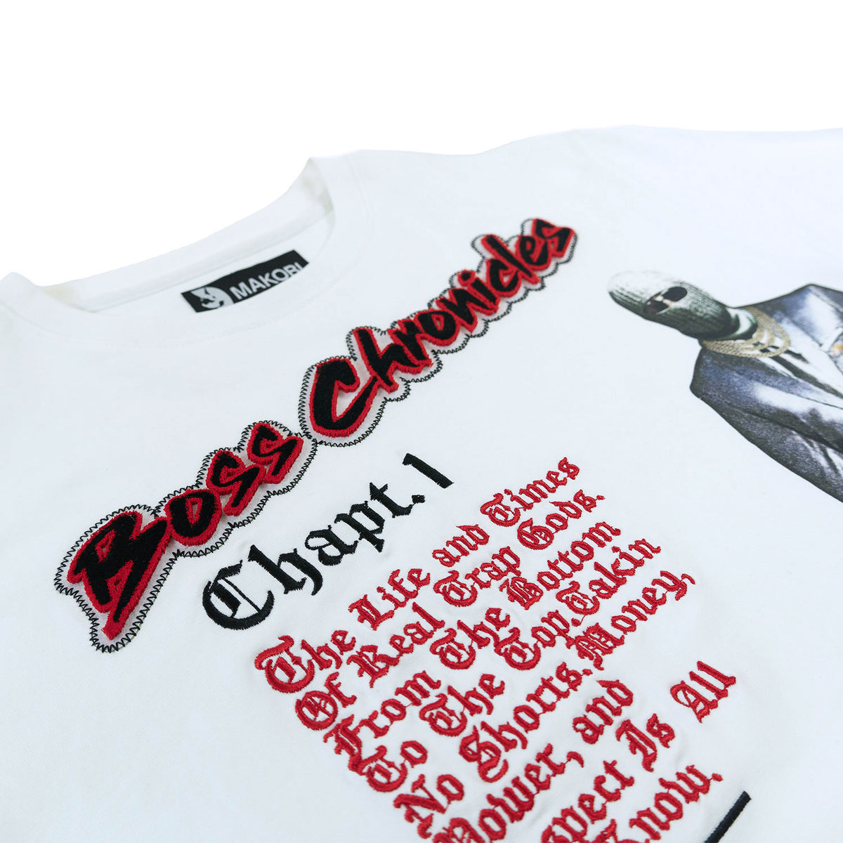 Makobi M378 Boss Chronicles Tee in White, view 5