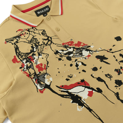 M388 Verona Cheetah Polo Shirt- Khaki