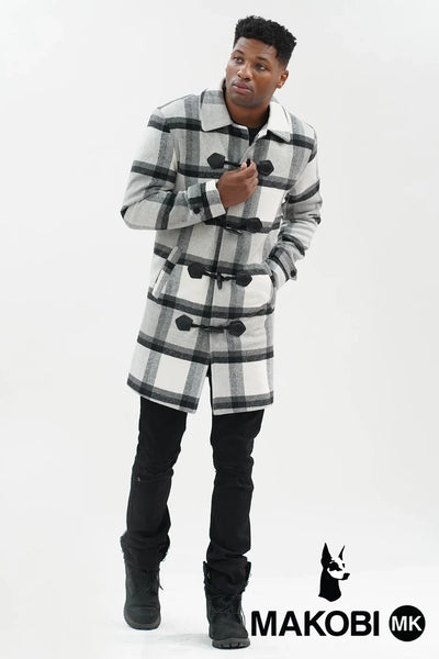 M4045 Renzo Wool Plaid Coat - Gray