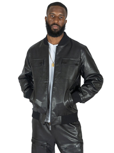 M4107 Romano Bomber Vegan Leather Jacket