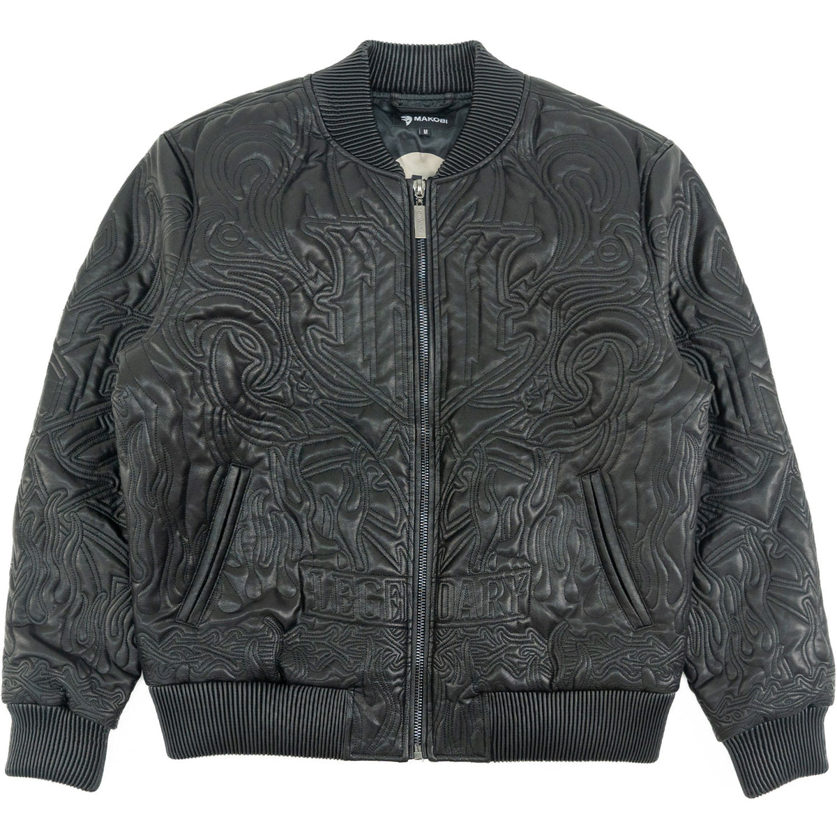 Makobi M4108 Bianco Bomber Jacket in Black, view 2