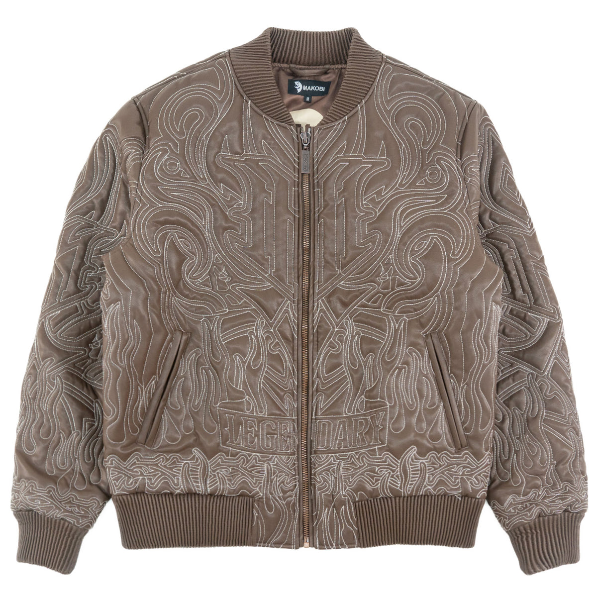 Makobi M4108 Bianco Bomber Jacket in Brown, view 6