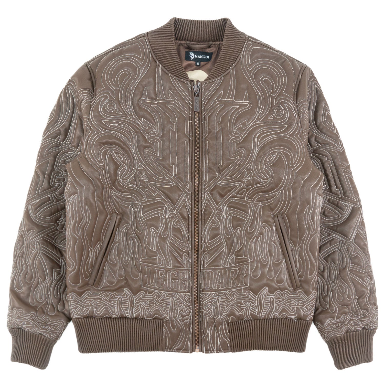 Makobi M4108 Bianco Bomber Jacket in Brown, view 6