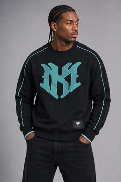 M4112 Mancini MK Crewneck - Black-Teal